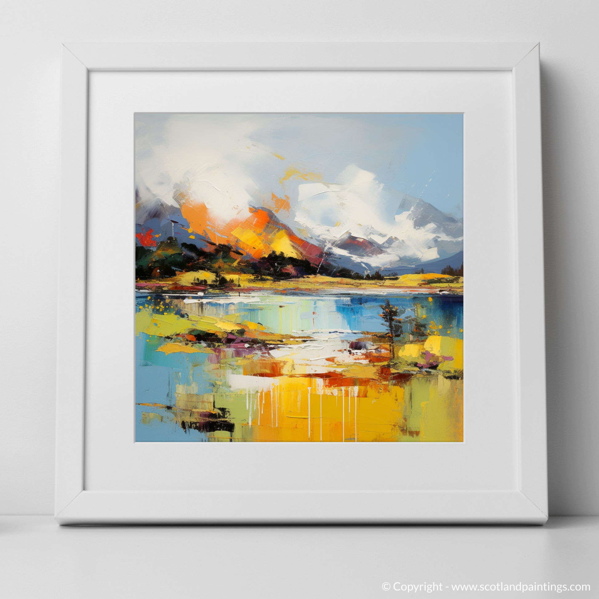 Art Print of Loch Maree, Wester Ross in summer with a white frame
