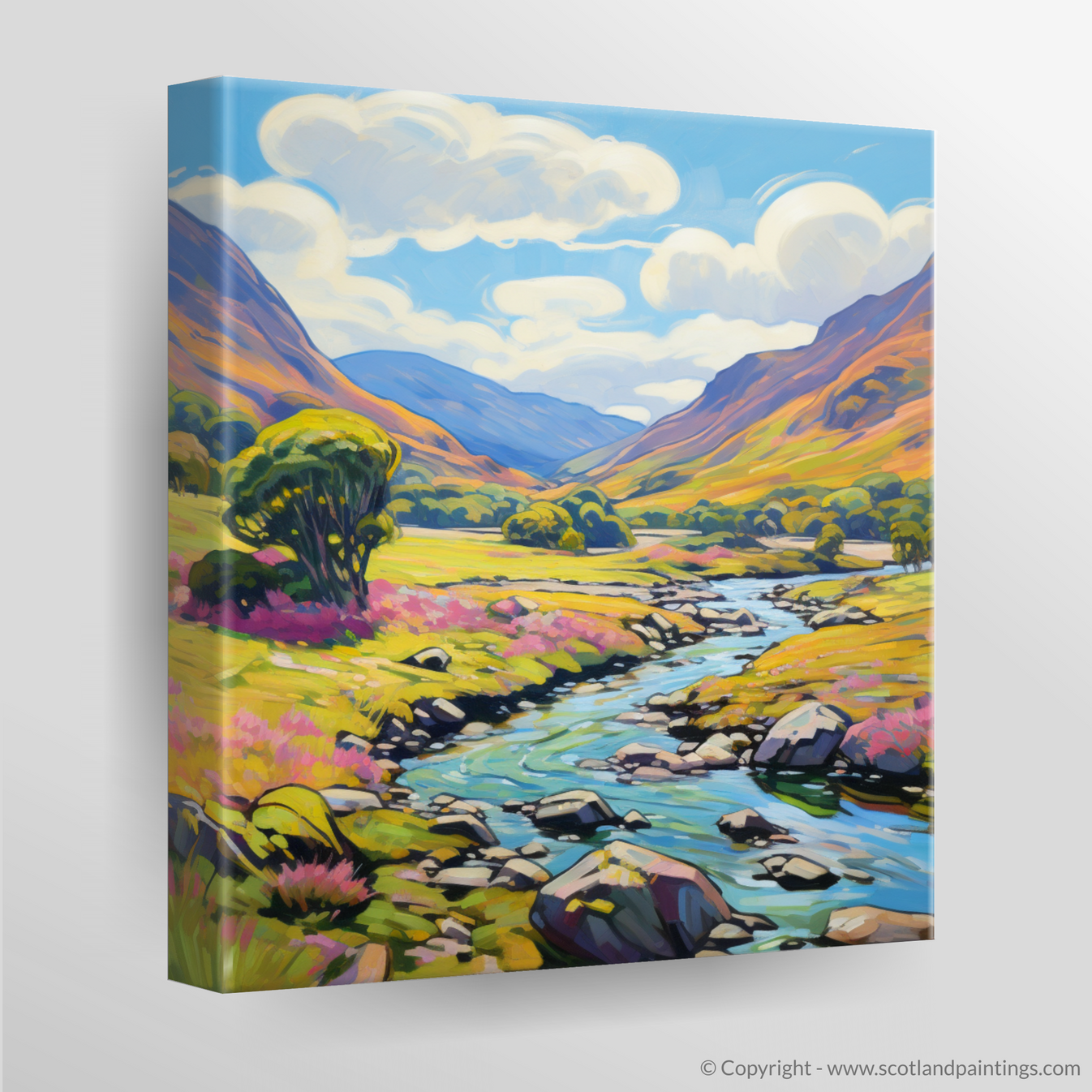 Painting and Art Print of Glen Feshie, Highlands in summer entitled "S ...