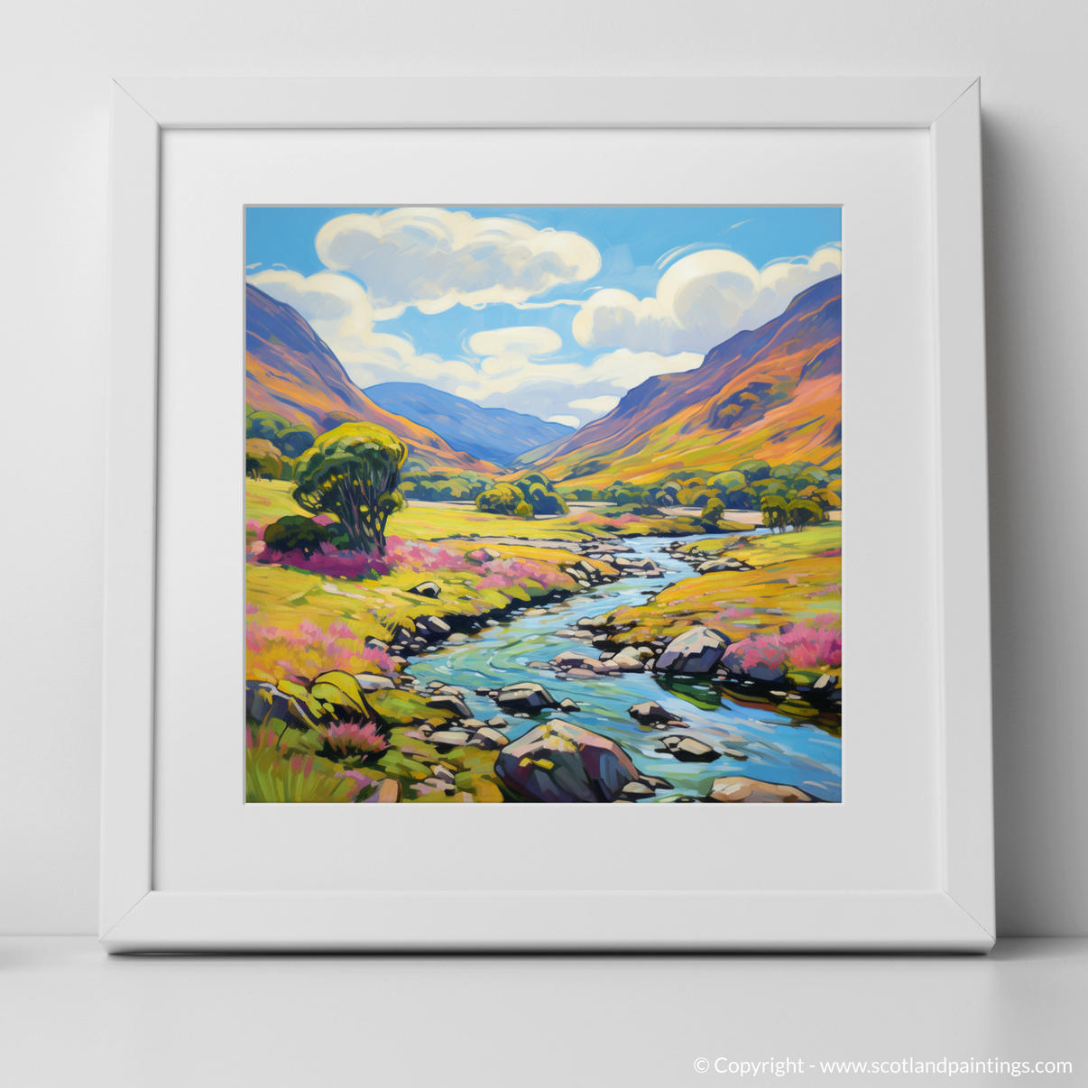 Painting and Art Print of Glen Feshie, Highlands in summer entitled "S ...