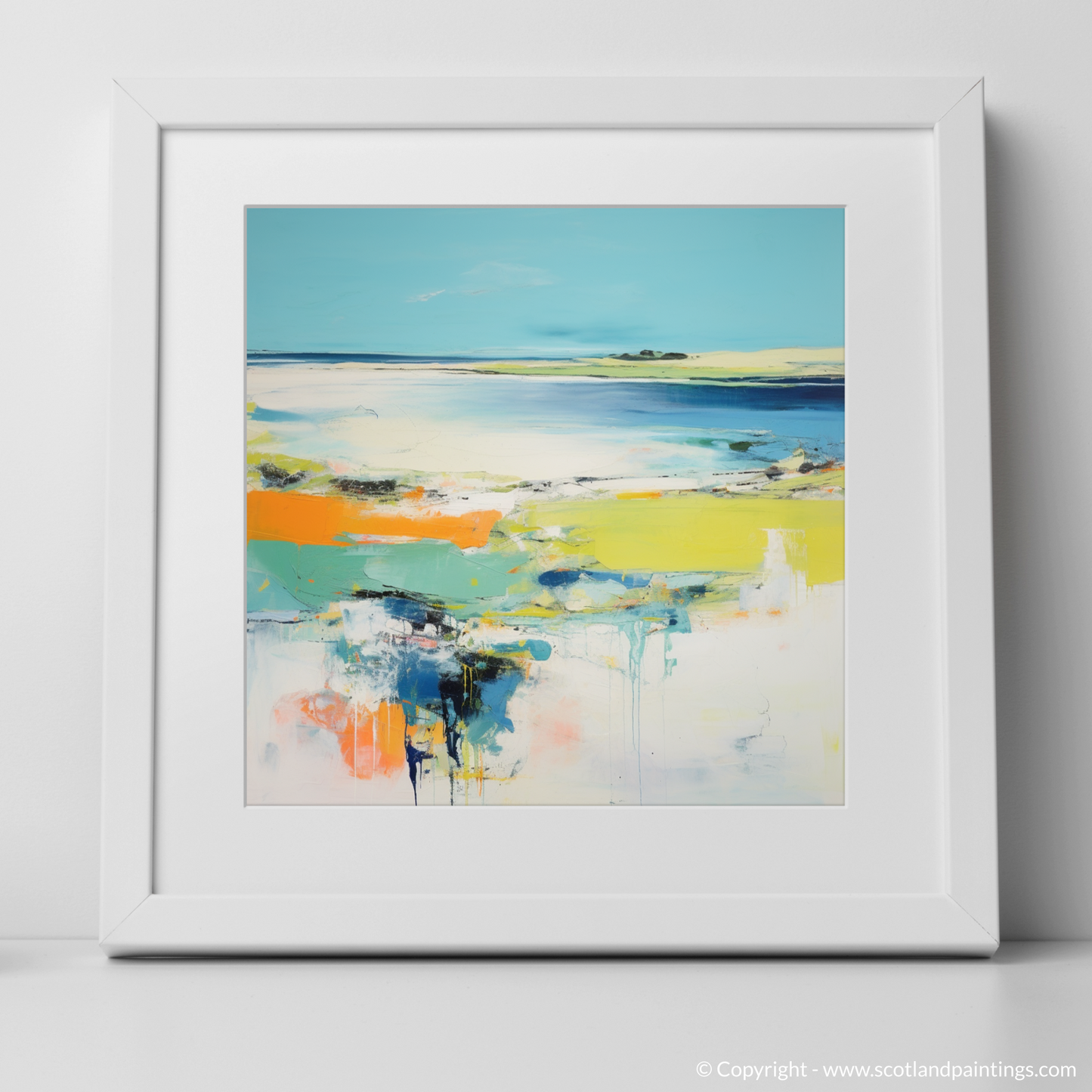 Art Print of Isle of Tiree, Inner Hebrides in summer with a white frame