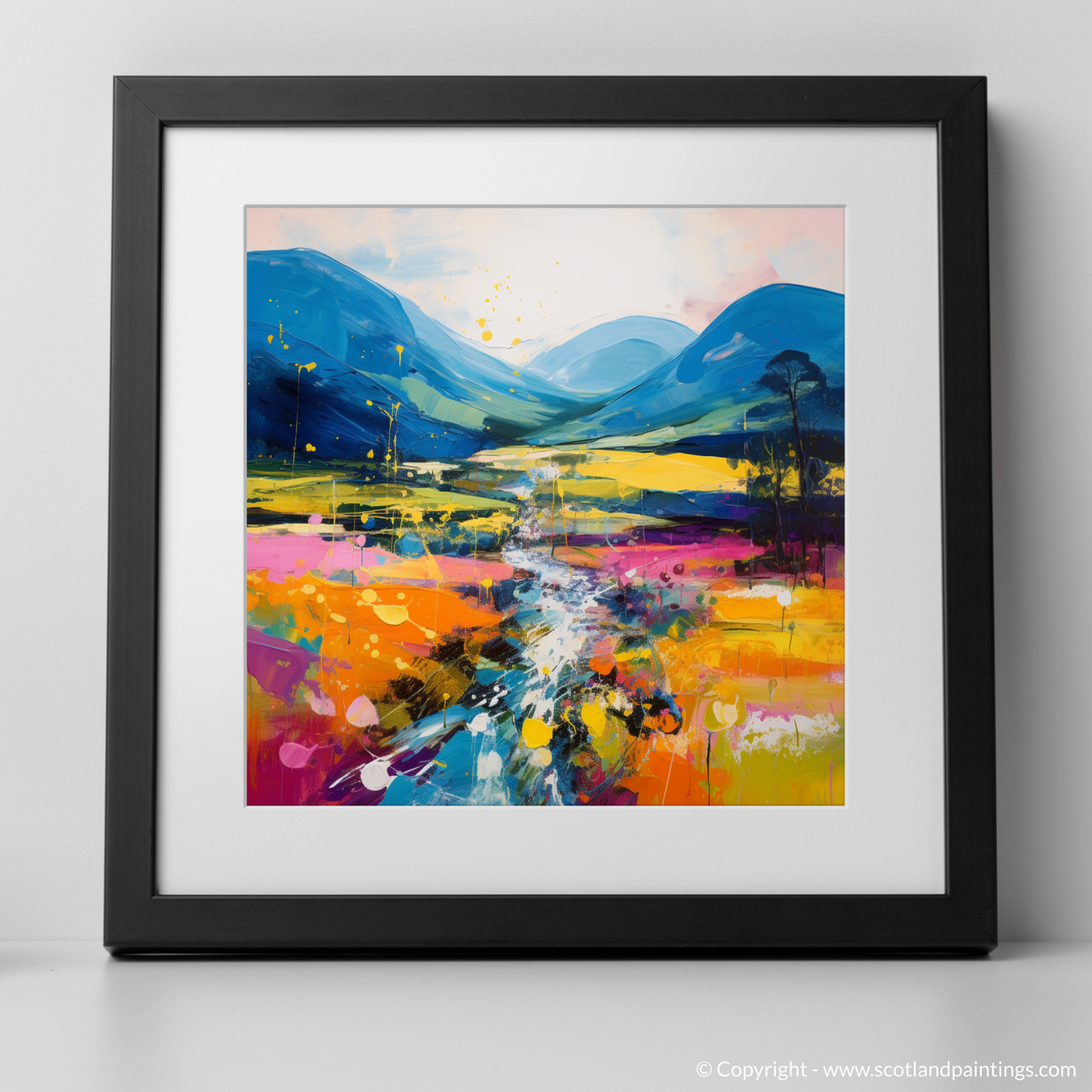 Art Print of Glen Roy, Highlands in summer with a black frame