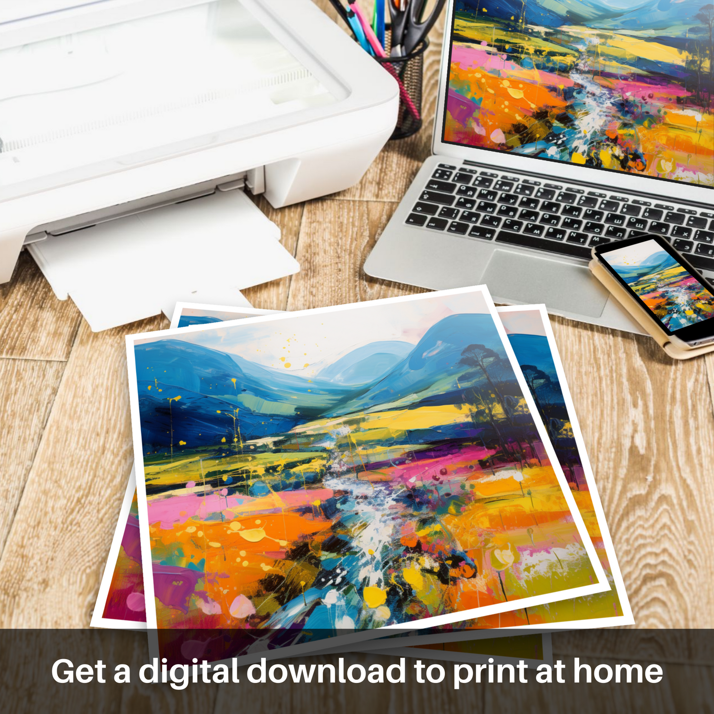 Downloadable and printable picture of Glen Roy, Highlands in summer