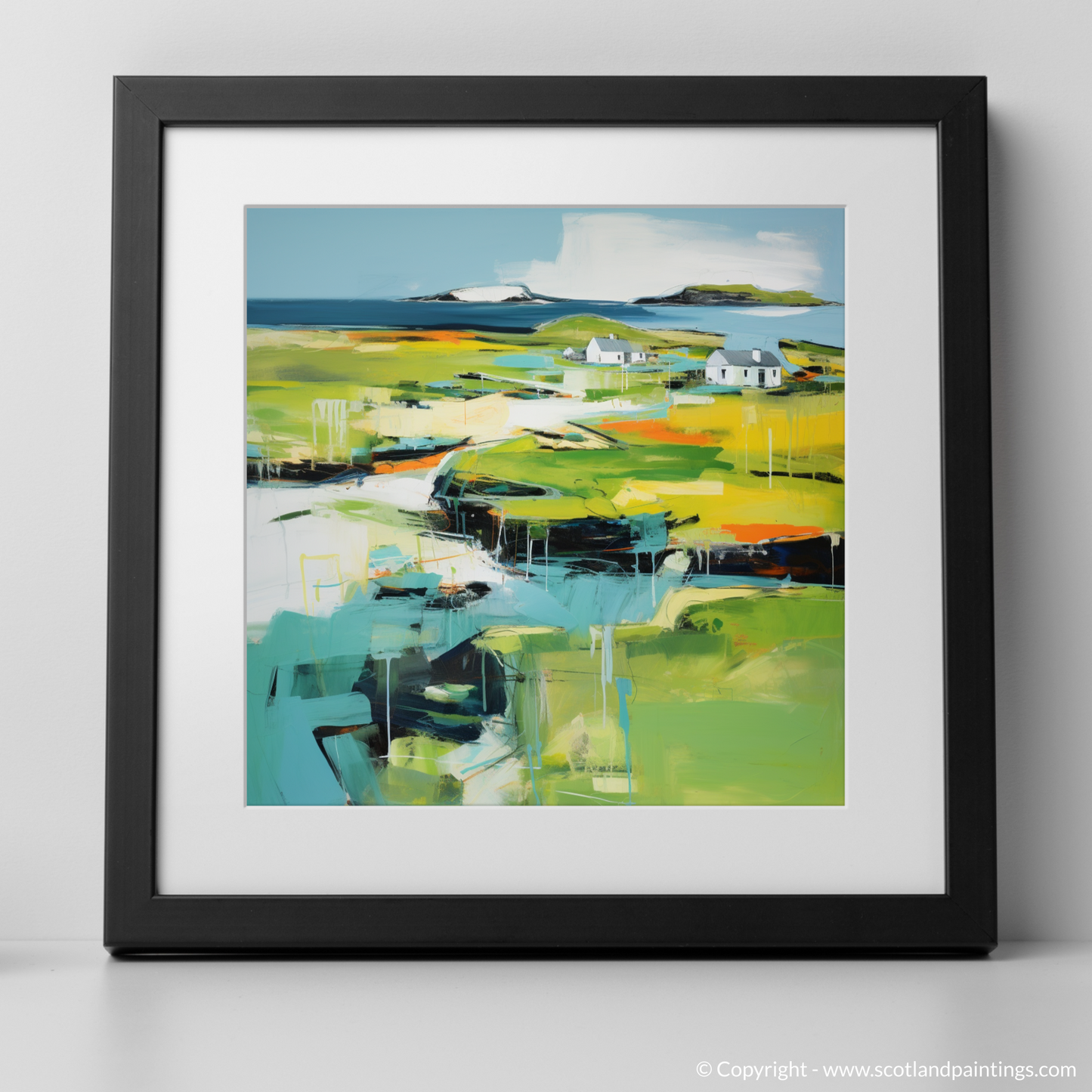 Art Print of Isle of Lewis, Outer Hebrides in summer with a black frame