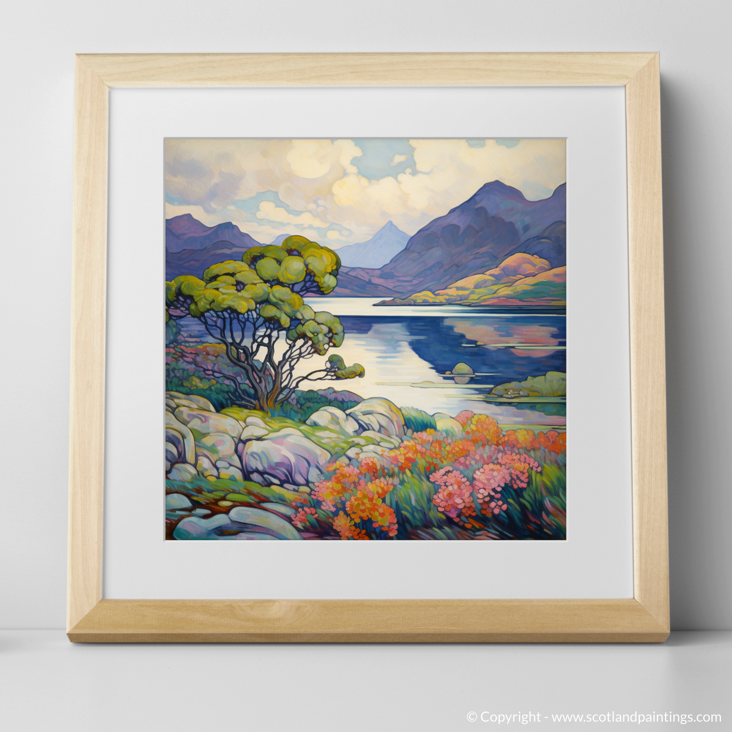 Art Print of Loch Morar, Highlands in summer with a natural frame