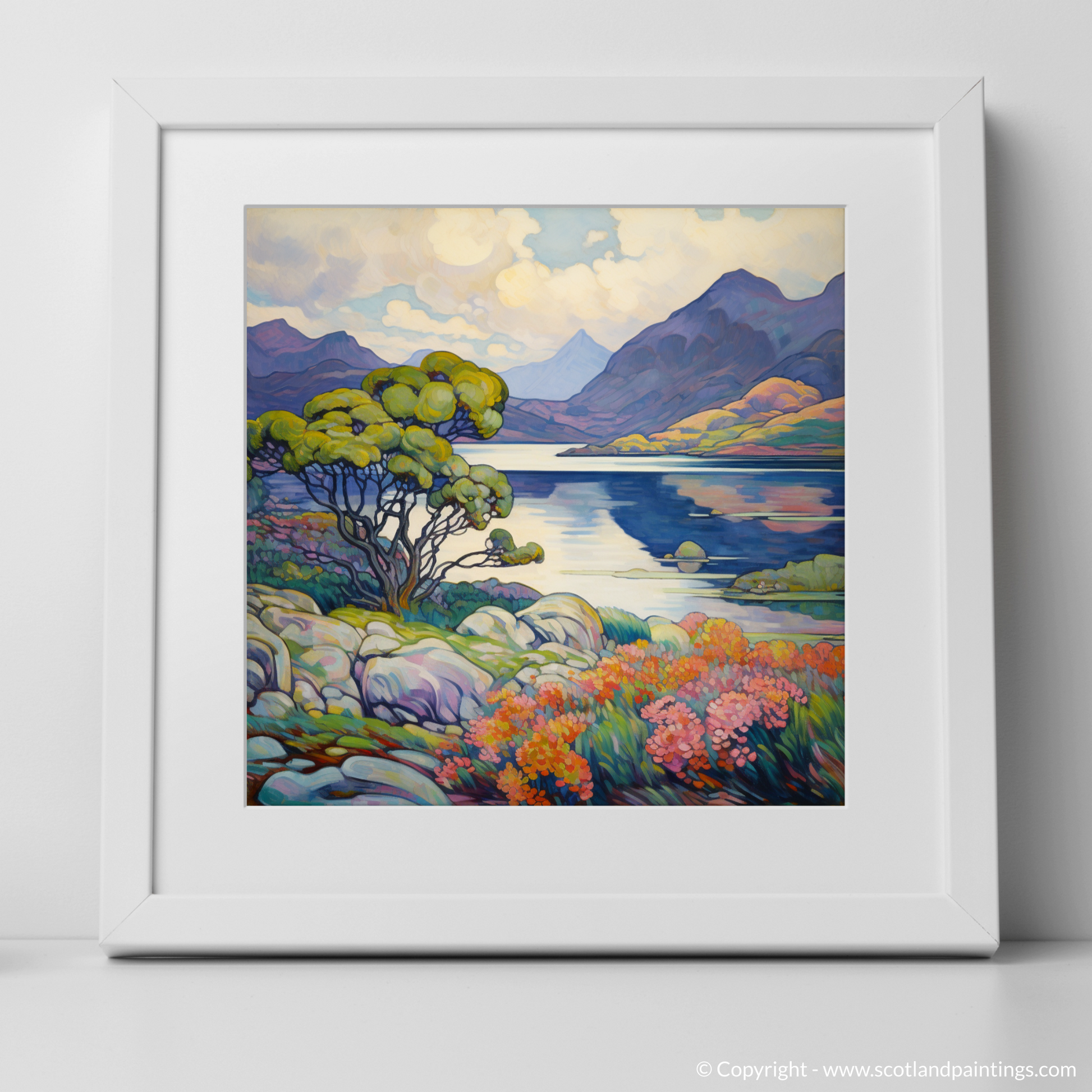 Art Print of Loch Morar, Highlands in summer with a white frame