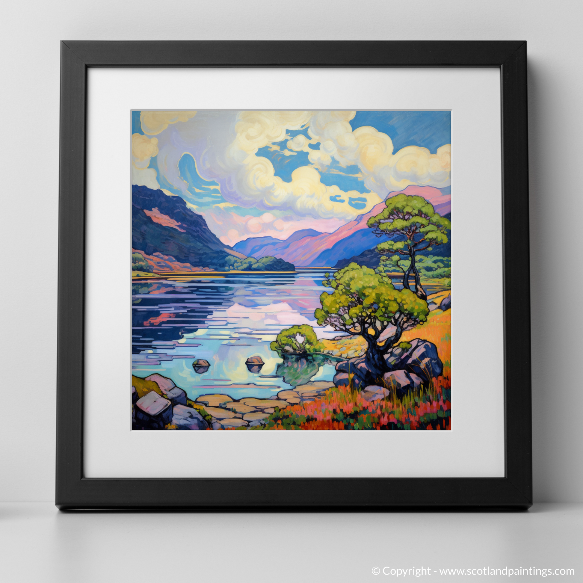 Art Print of Loch Morar, Highlands in summer with a black frame