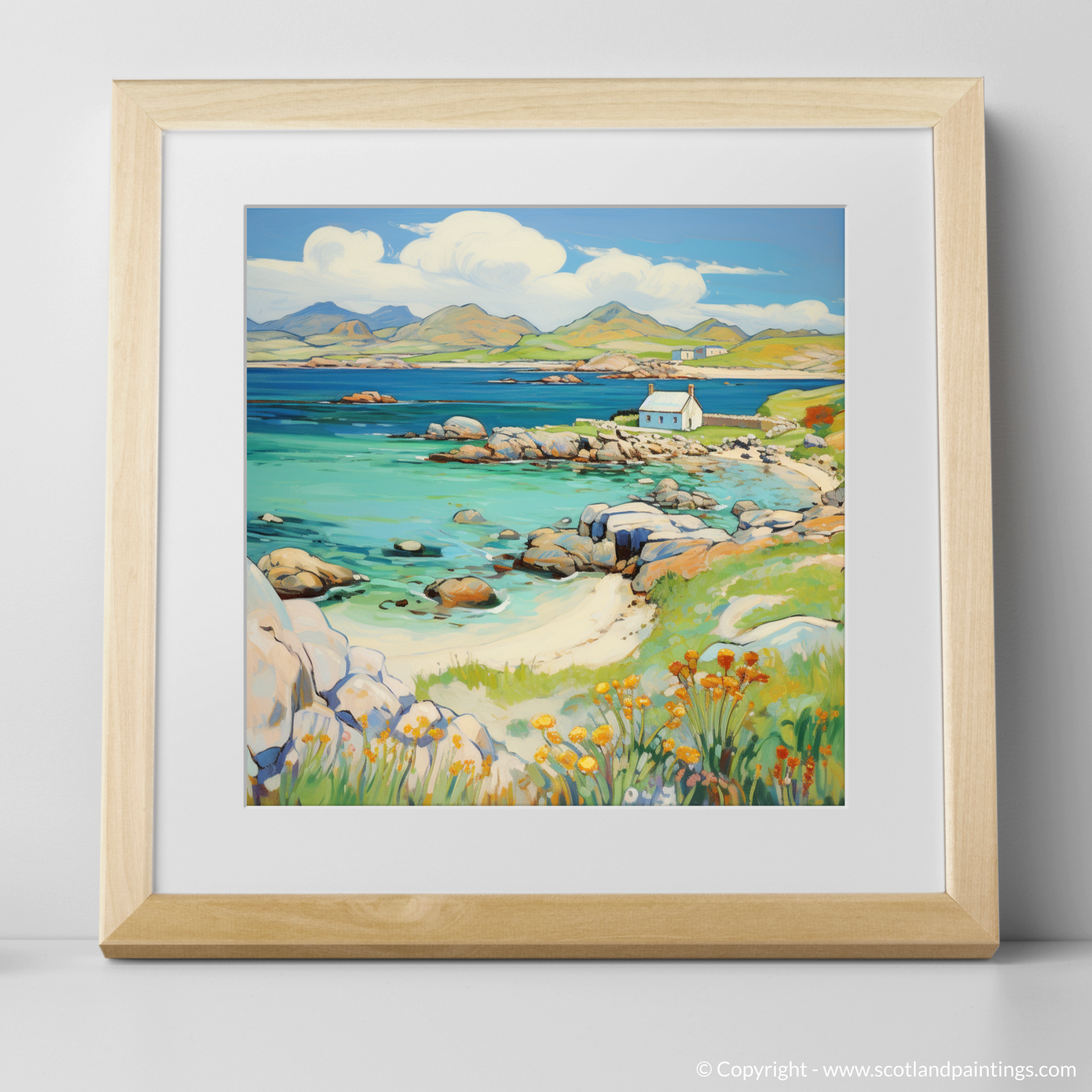 Art Print of Isle of Iona, Inner Hebrides in summer with a natural frame