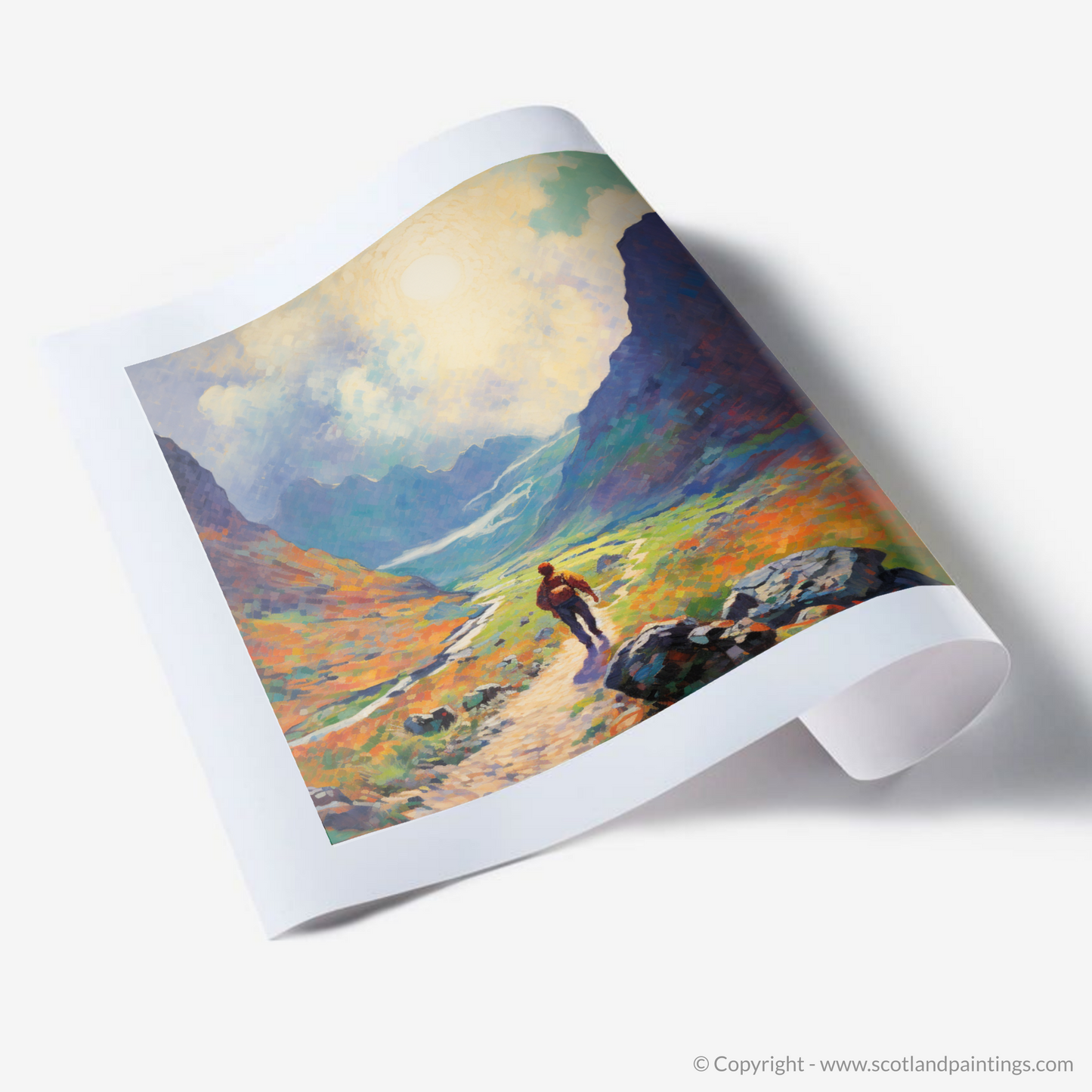 Art Print of Lone hiker in Glencoe during summer