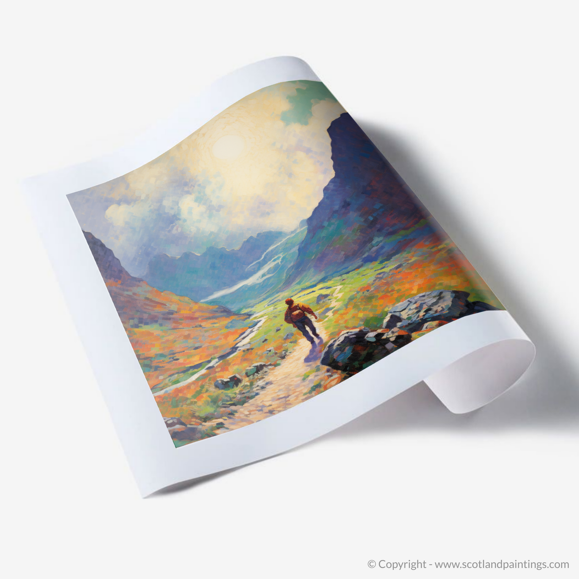 Art Print of Lone hiker in Glencoe during summer