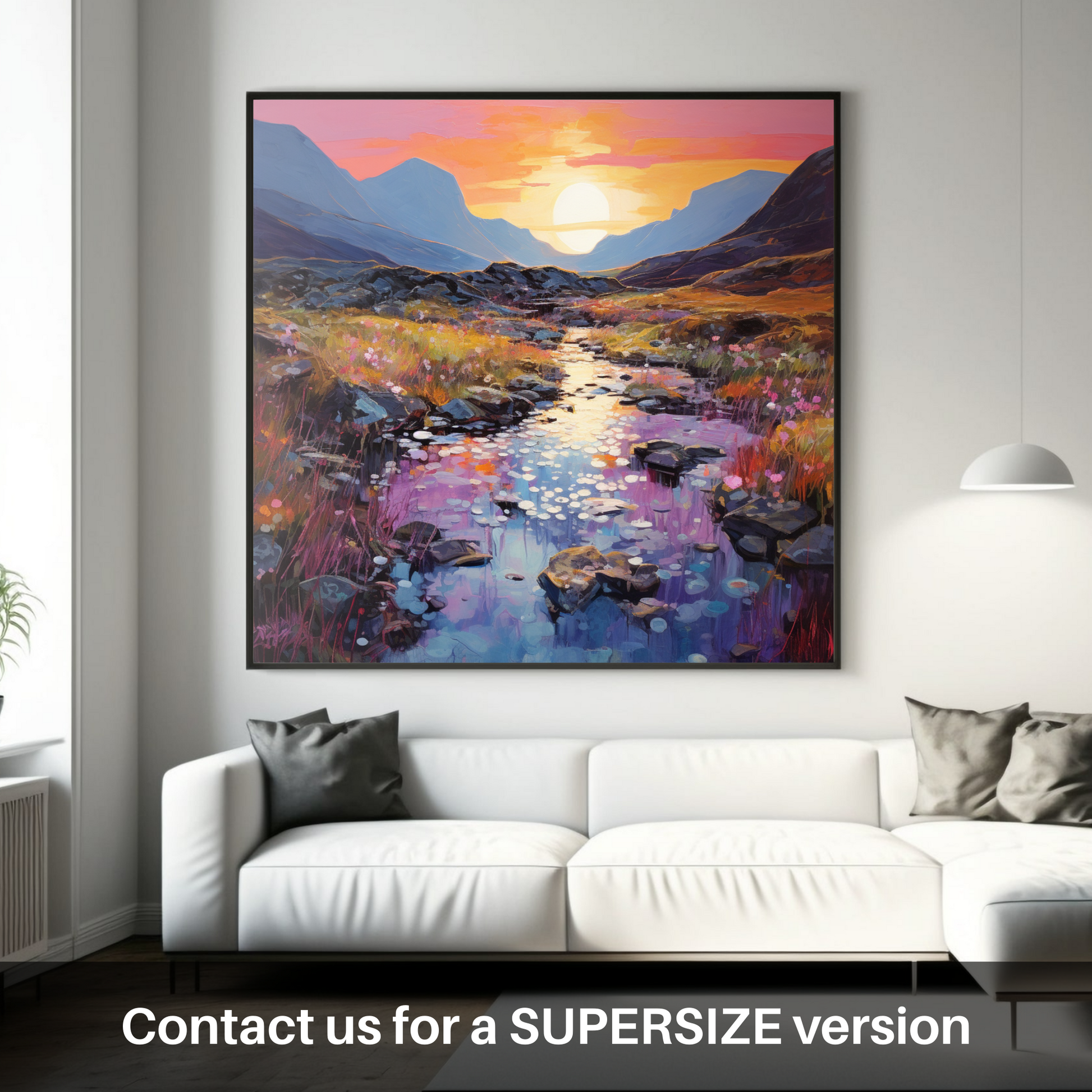 Huge supersize print of Isle of Skye Fairy Pools at dusk in summer