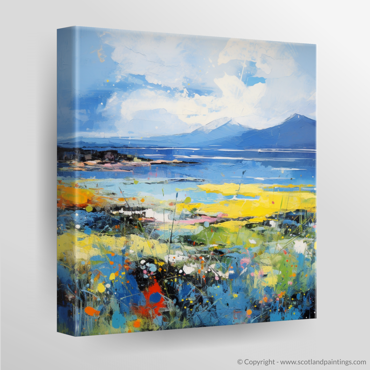 Painting and Art Print of Isle of Arran, Firth of Clyde in summer. Abstract Arran Summerscape.