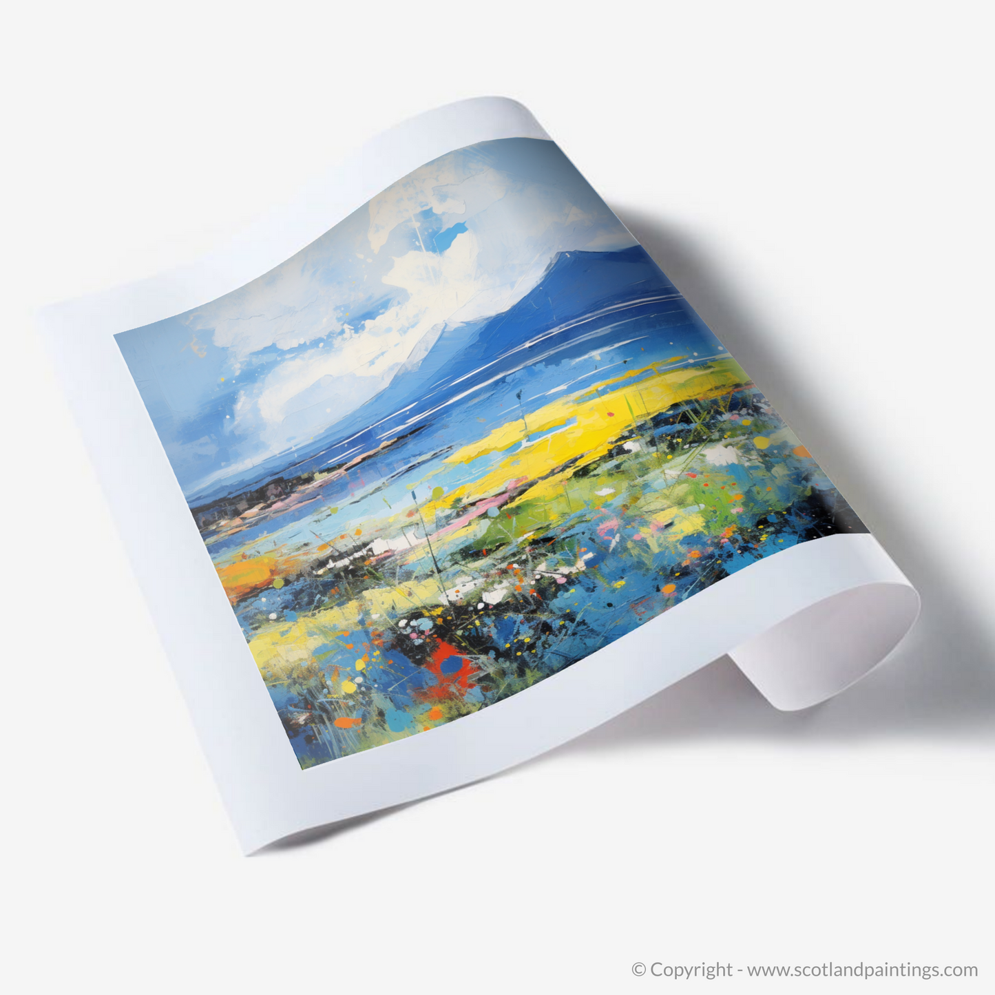 Painting and Art Print of Isle of Arran, Firth of Clyde in summer. Abstract Arran Summerscape.