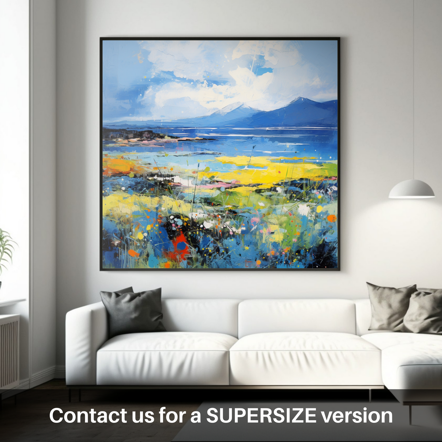 Painting and Art Print of Isle of Arran, Firth of Clyde in summer. Abstract Arran Summerscape.