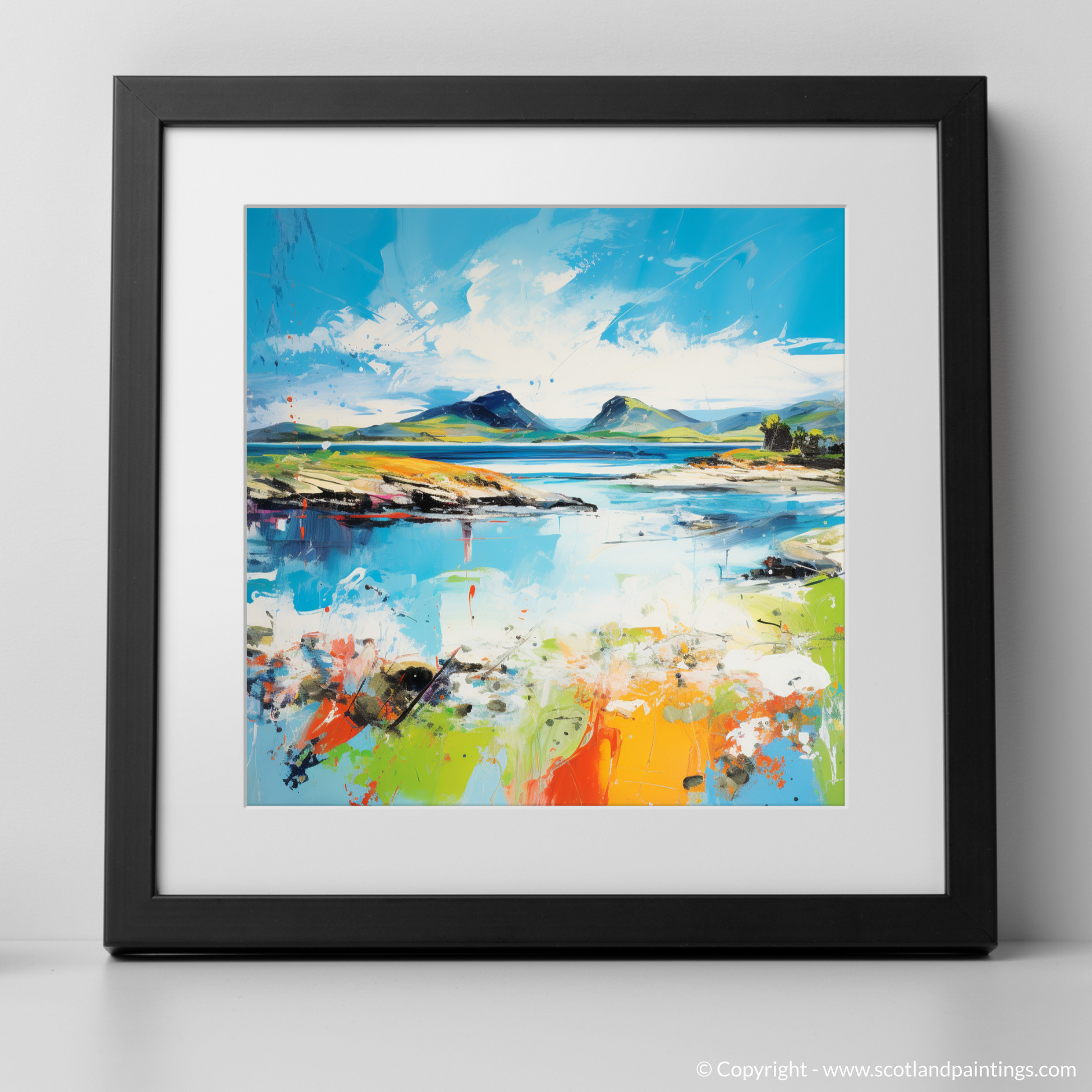 Art Print of Isle of Ulva, Inner Hebrides in summer with a black frame