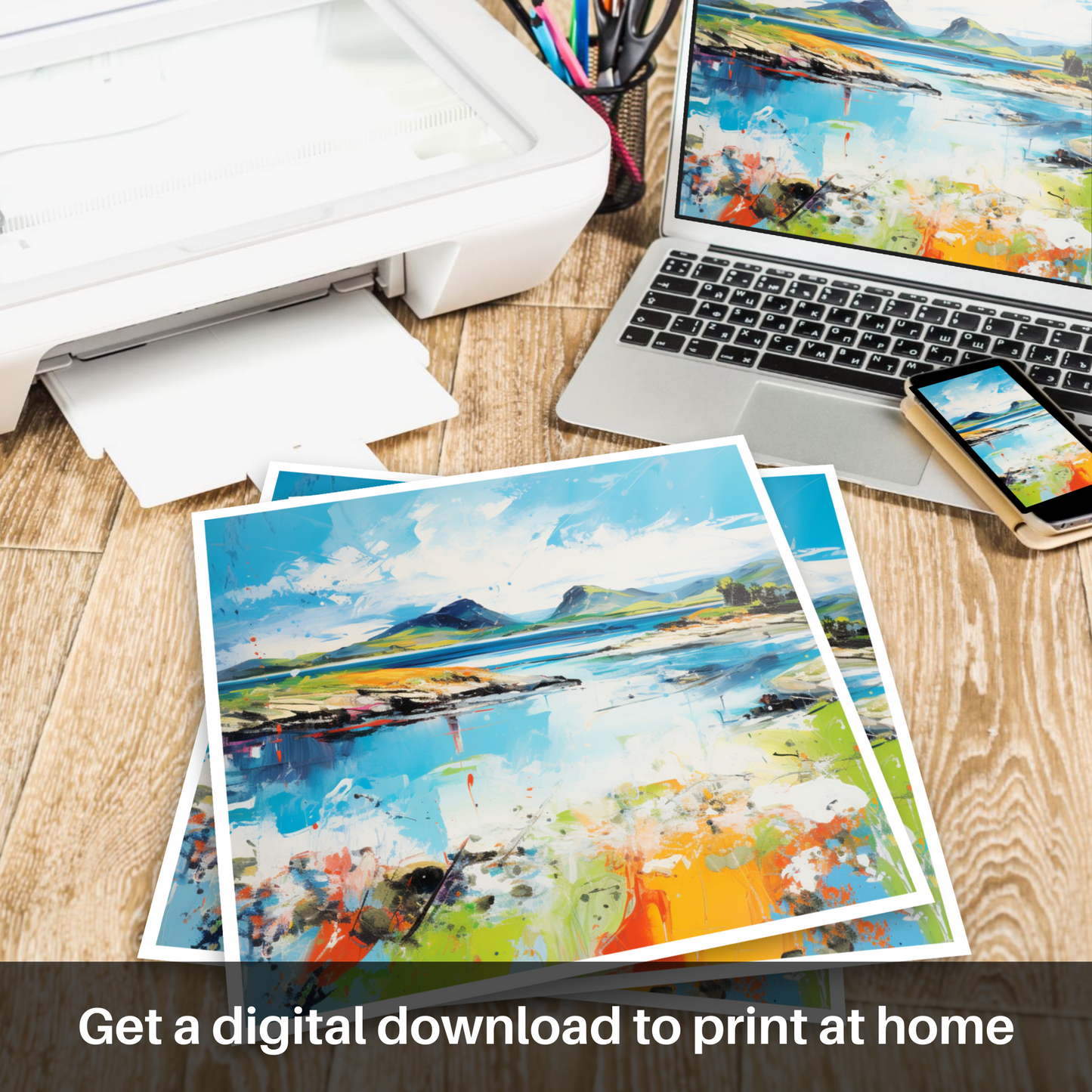 Downloadable and printable picture of Isle of Ulva, Inner Hebrides in summer