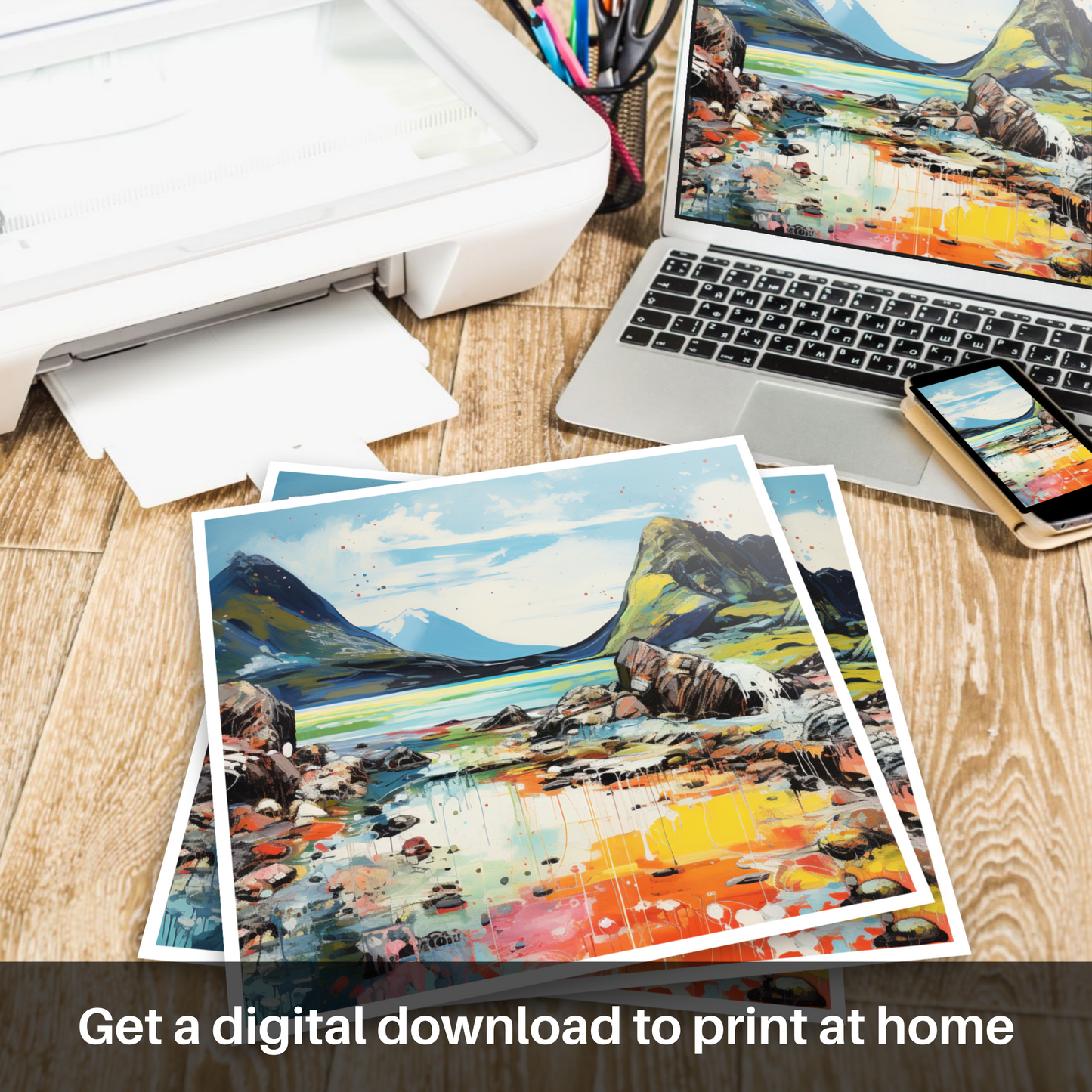 Downloadable and printable picture of Isle of Rum, Inner Hebrides in summer