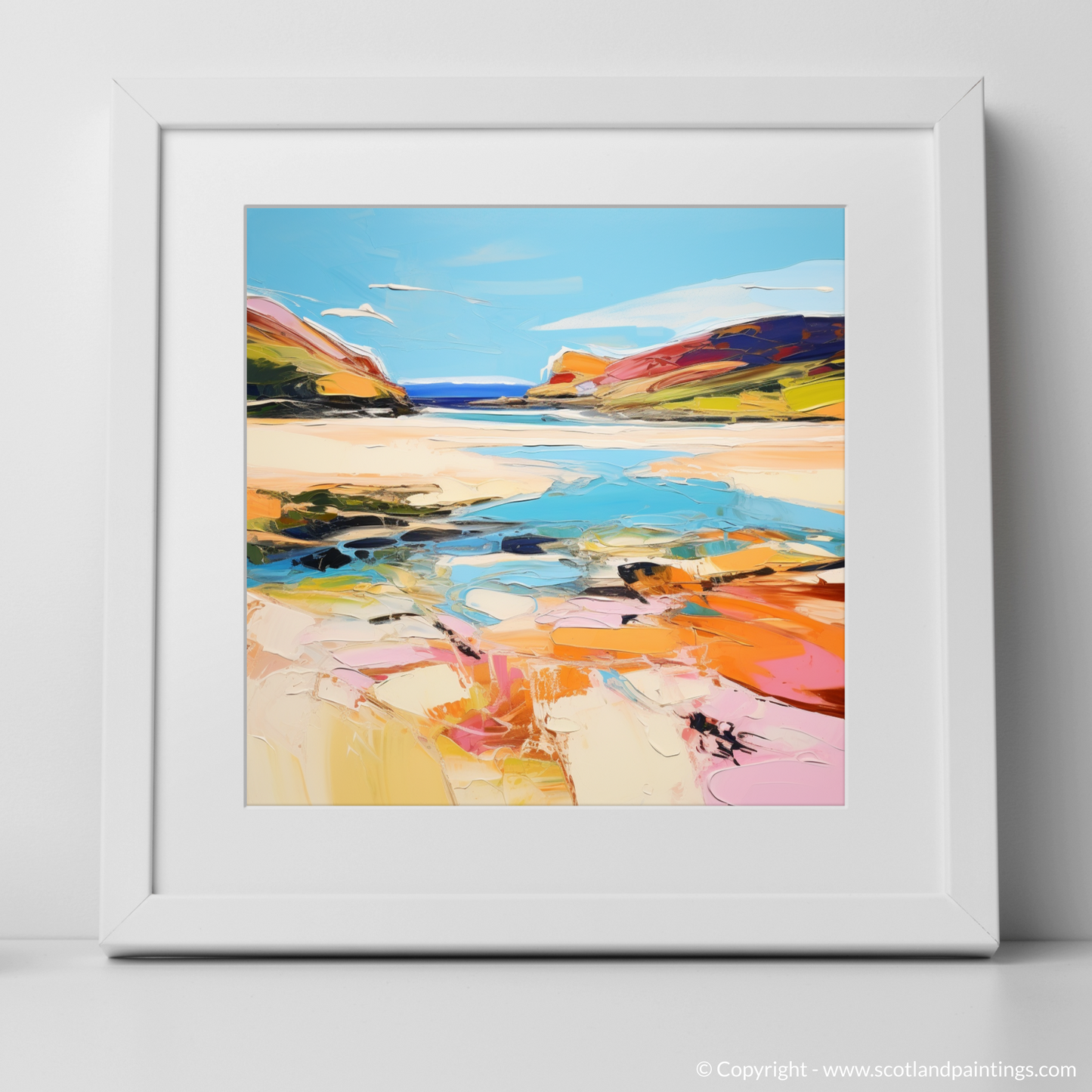 Art Print of Sandwood Bay, Sutherland in summer with a white frame