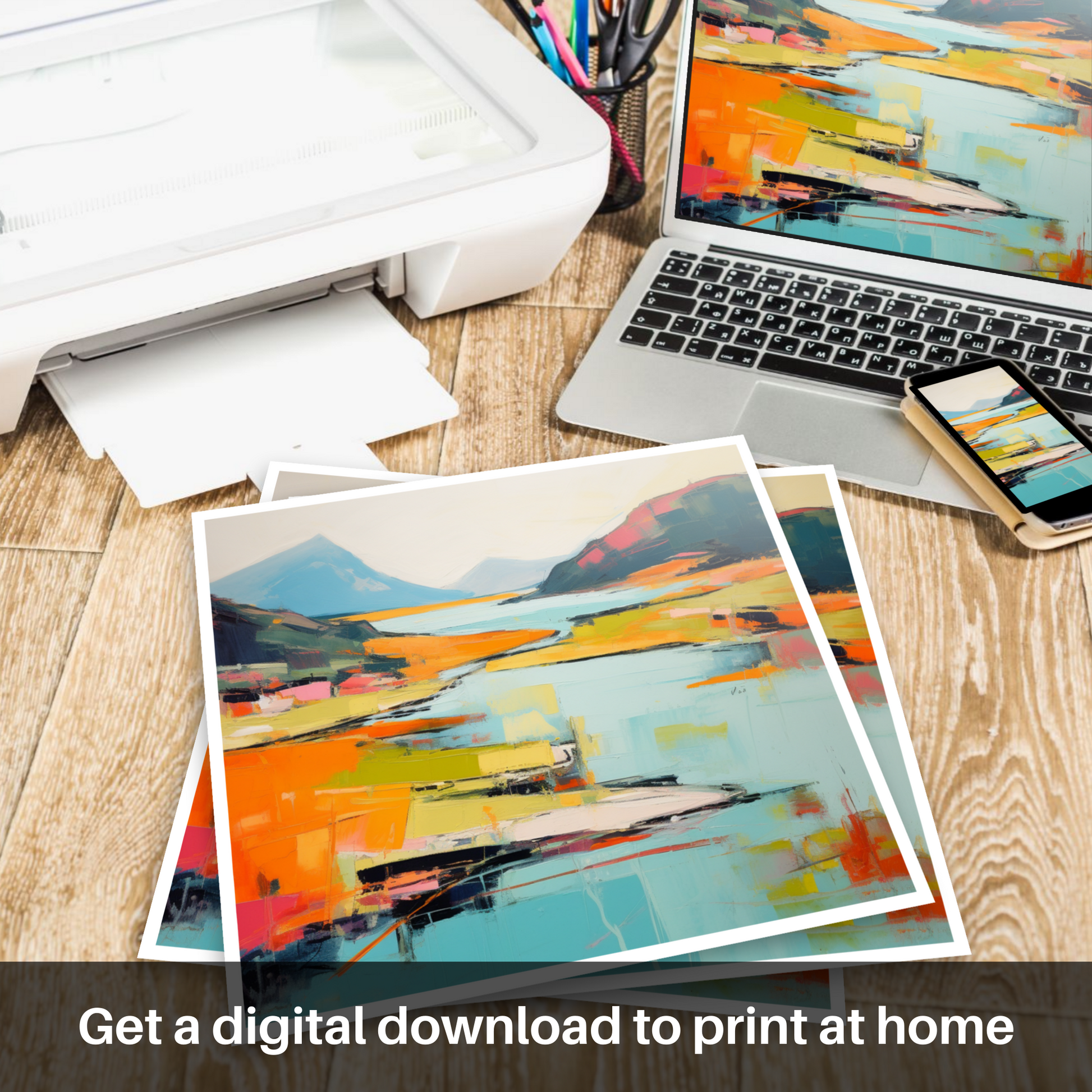 Downloadable and printable picture of Loch Morar, Highlands in summer