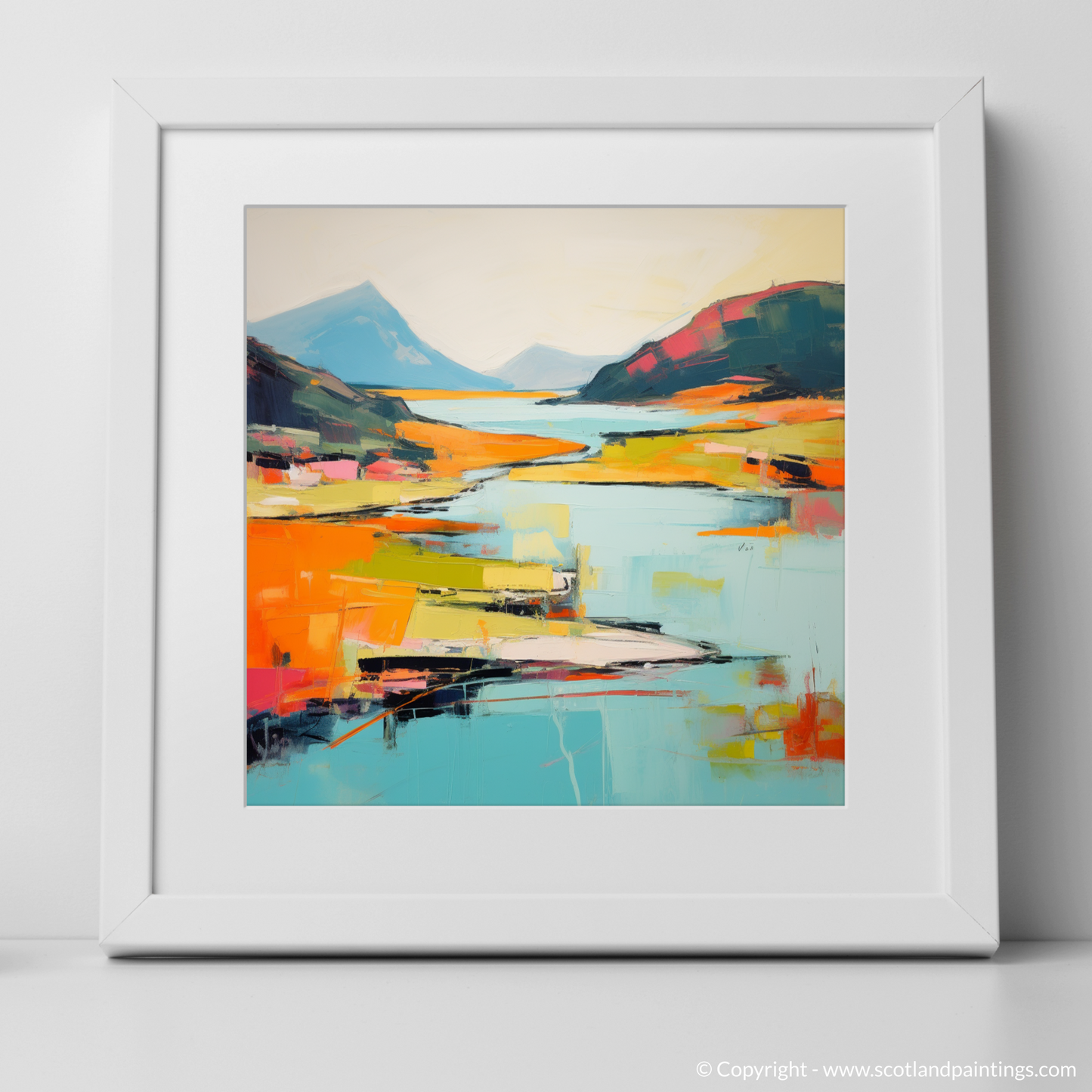 Art Print of Loch Morar, Highlands in summer with a white frame
