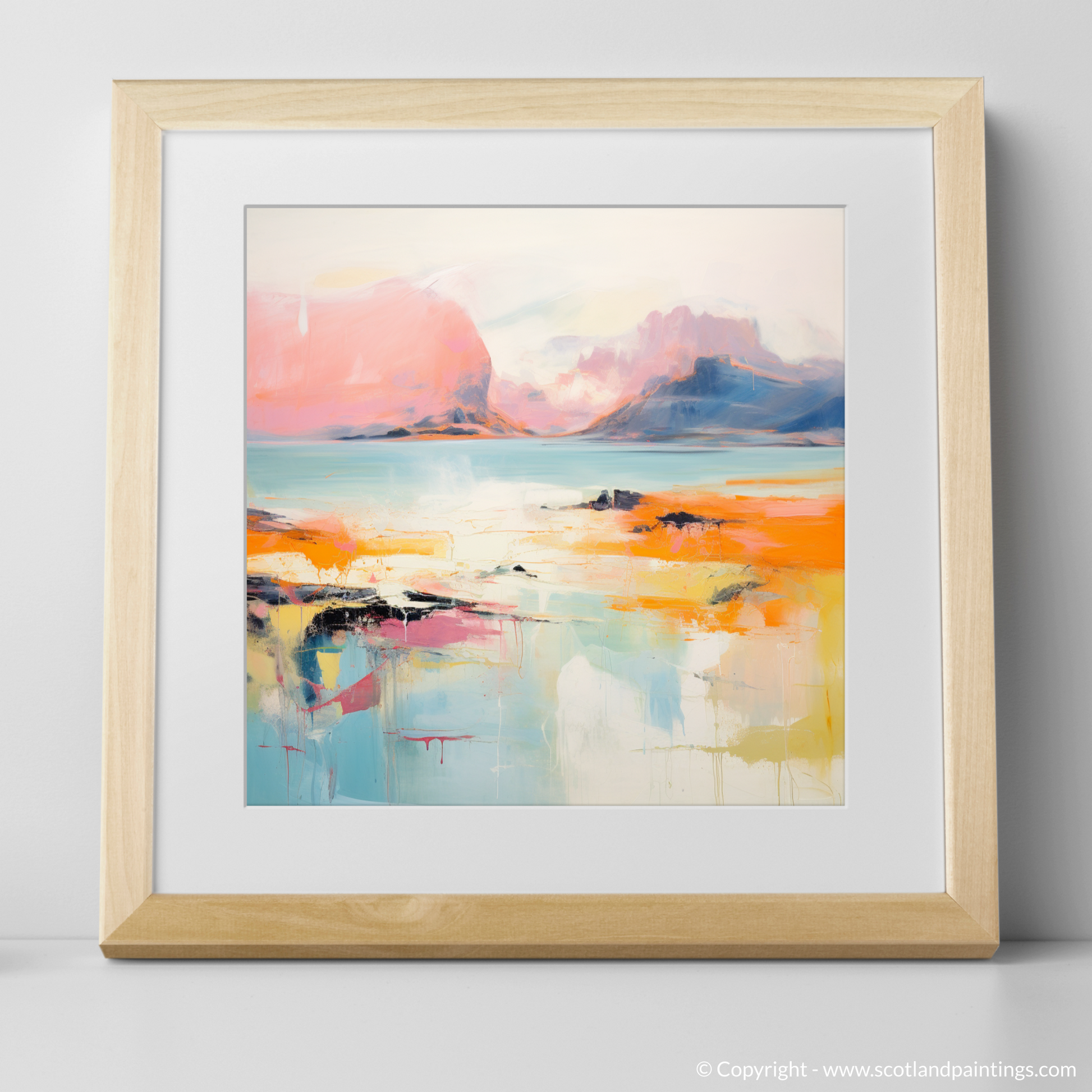 Art Print of Isle of Rum, Inner Hebrides in summer with a natural frame