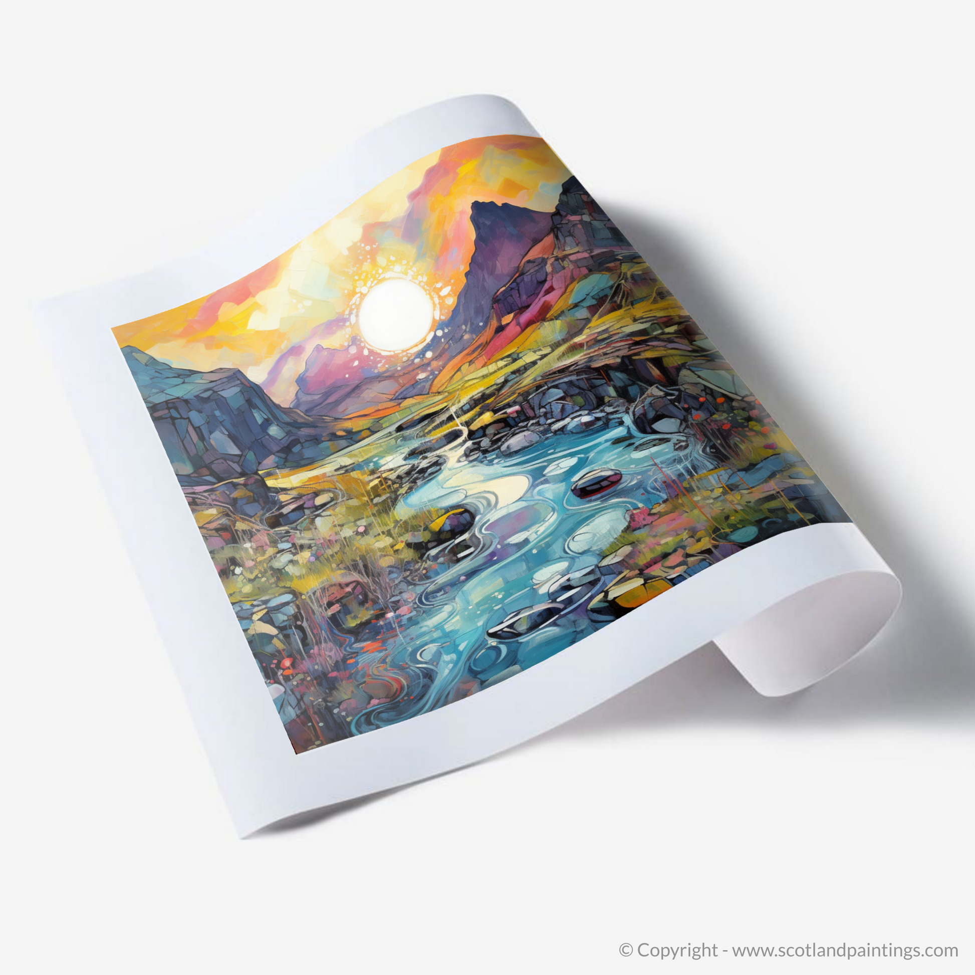 Art Print of Isle of Skye Fairy Pools at golden hour in summer