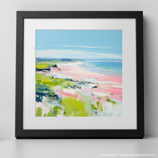 Art Print of Lunan Bay, Angus in summer with a black frame