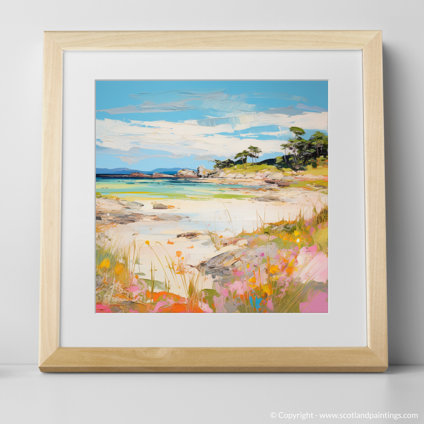 Art Print of Arisaig Beach, Arisaig in summer with a natural frame