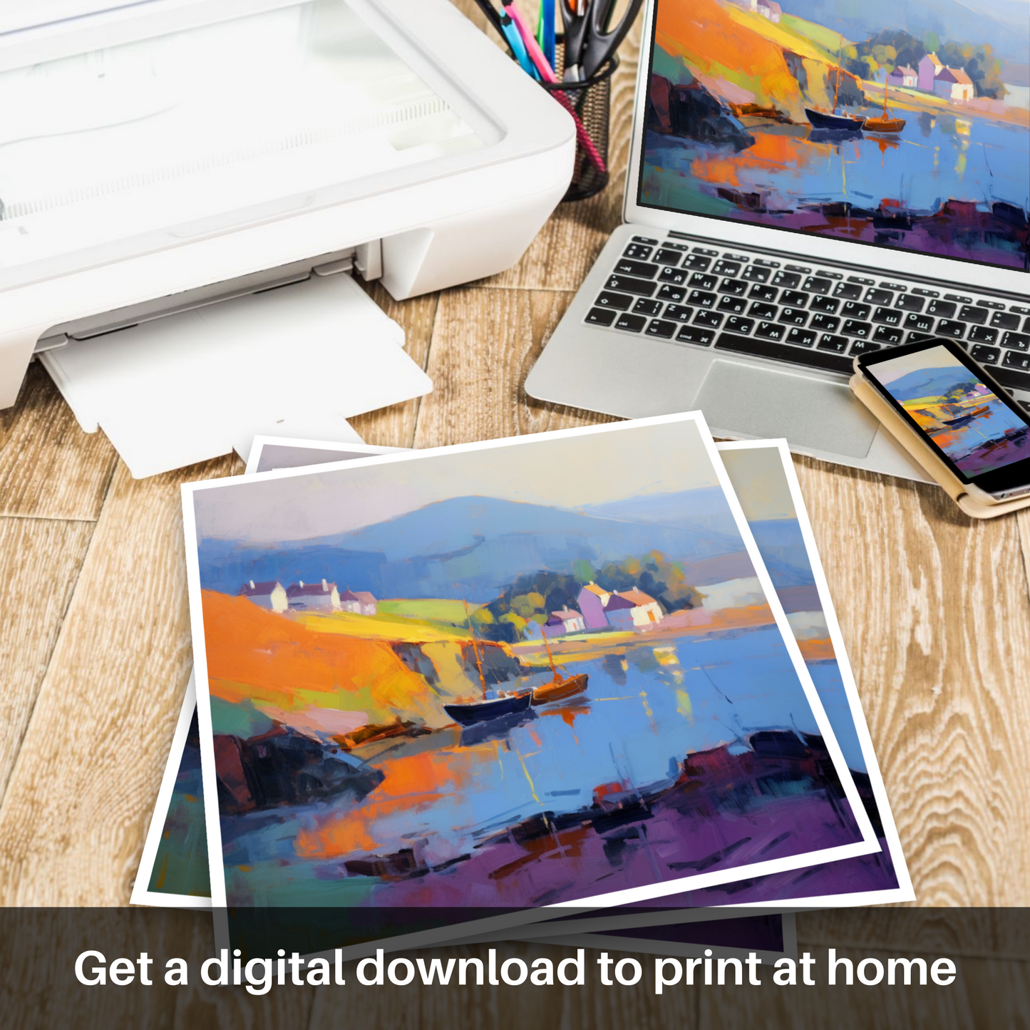 Golden Serenity: An Expressionist Homage to Findochty Harbour