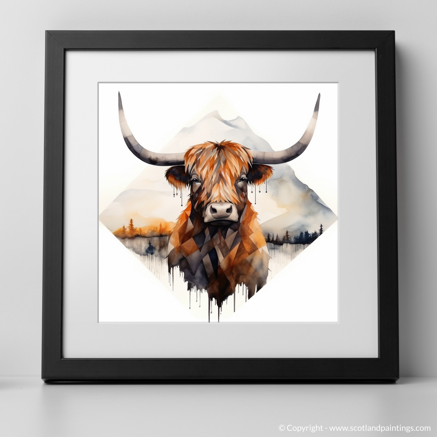 Highland Serenity: A Minimalist Tribute to Scotland's Iconic Cow