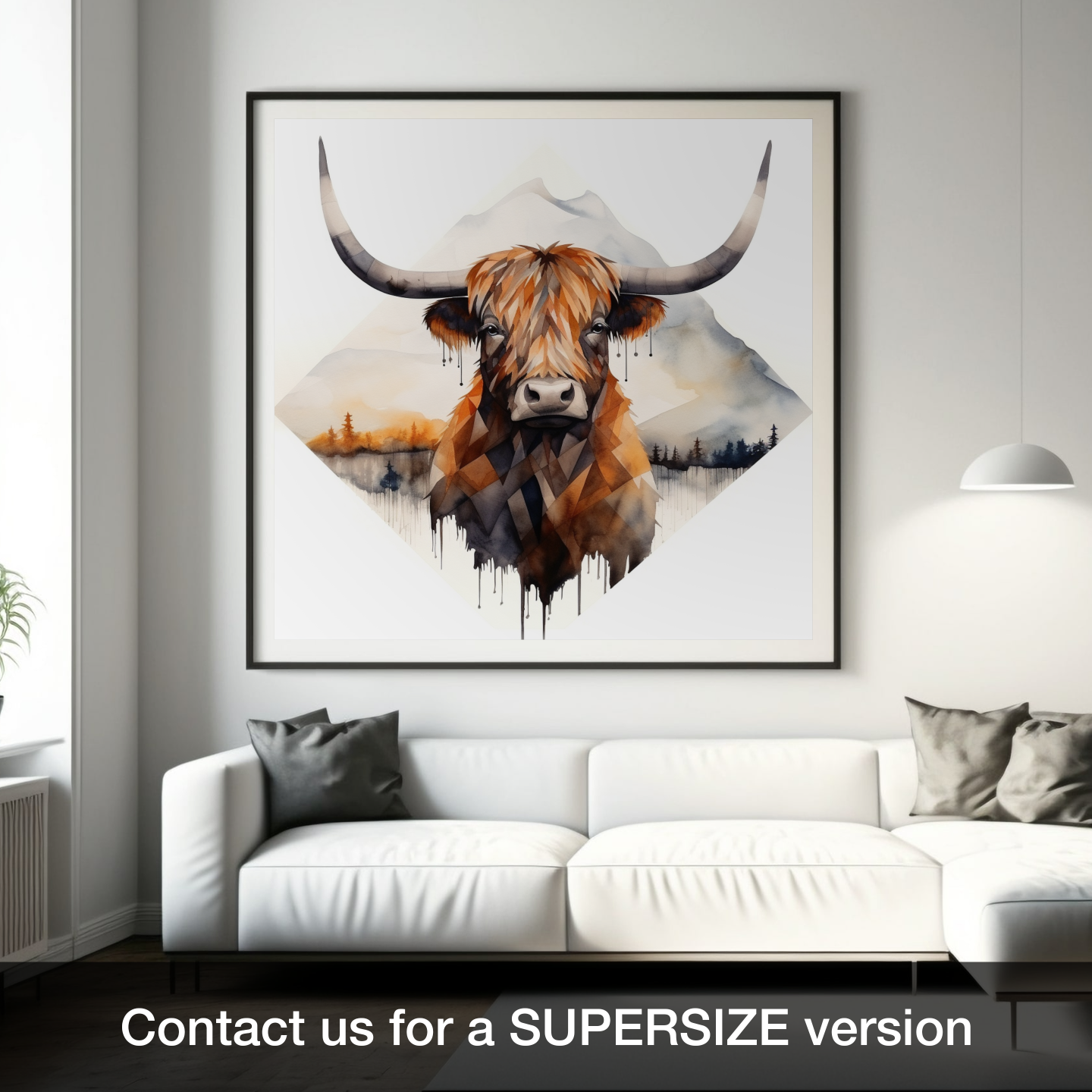 Highland Serenity: A Minimalist Tribute to Scotland's Iconic Cow