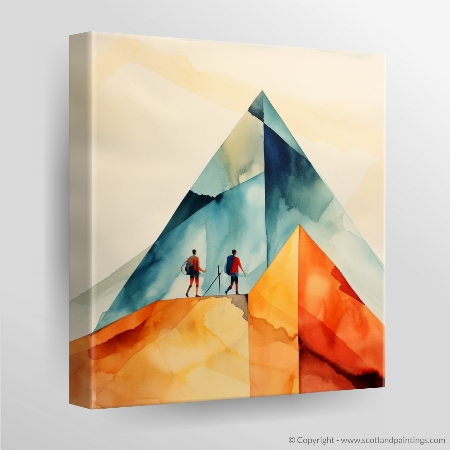 Hikers in Glencoe: A Minimalist Homage to the Scottish Highlands