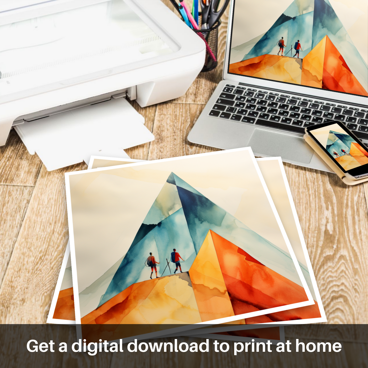 Hikers in Glencoe: A Minimalist Homage to the Scottish Highlands