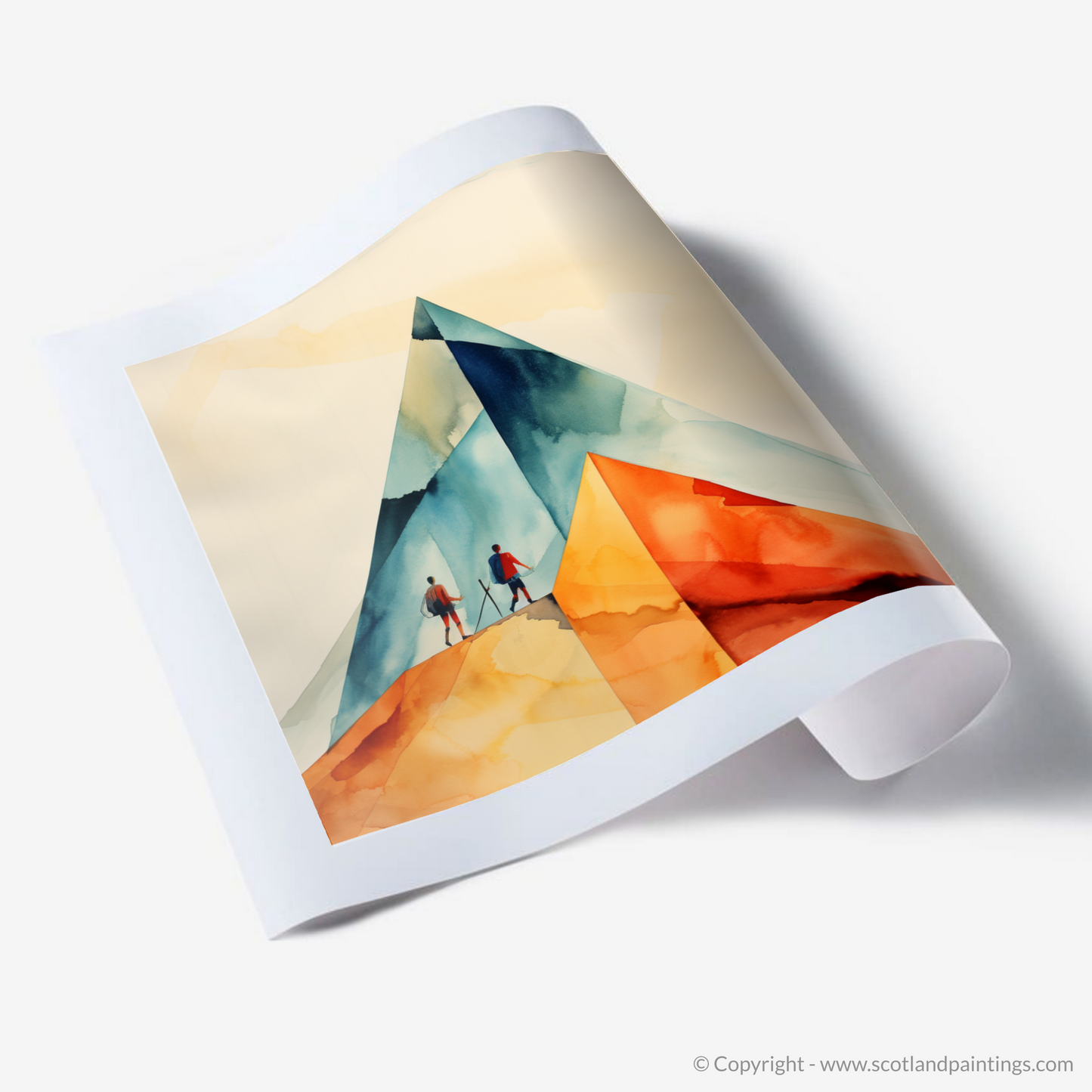 Hikers in Glencoe: A Minimalist Homage to the Scottish Highlands