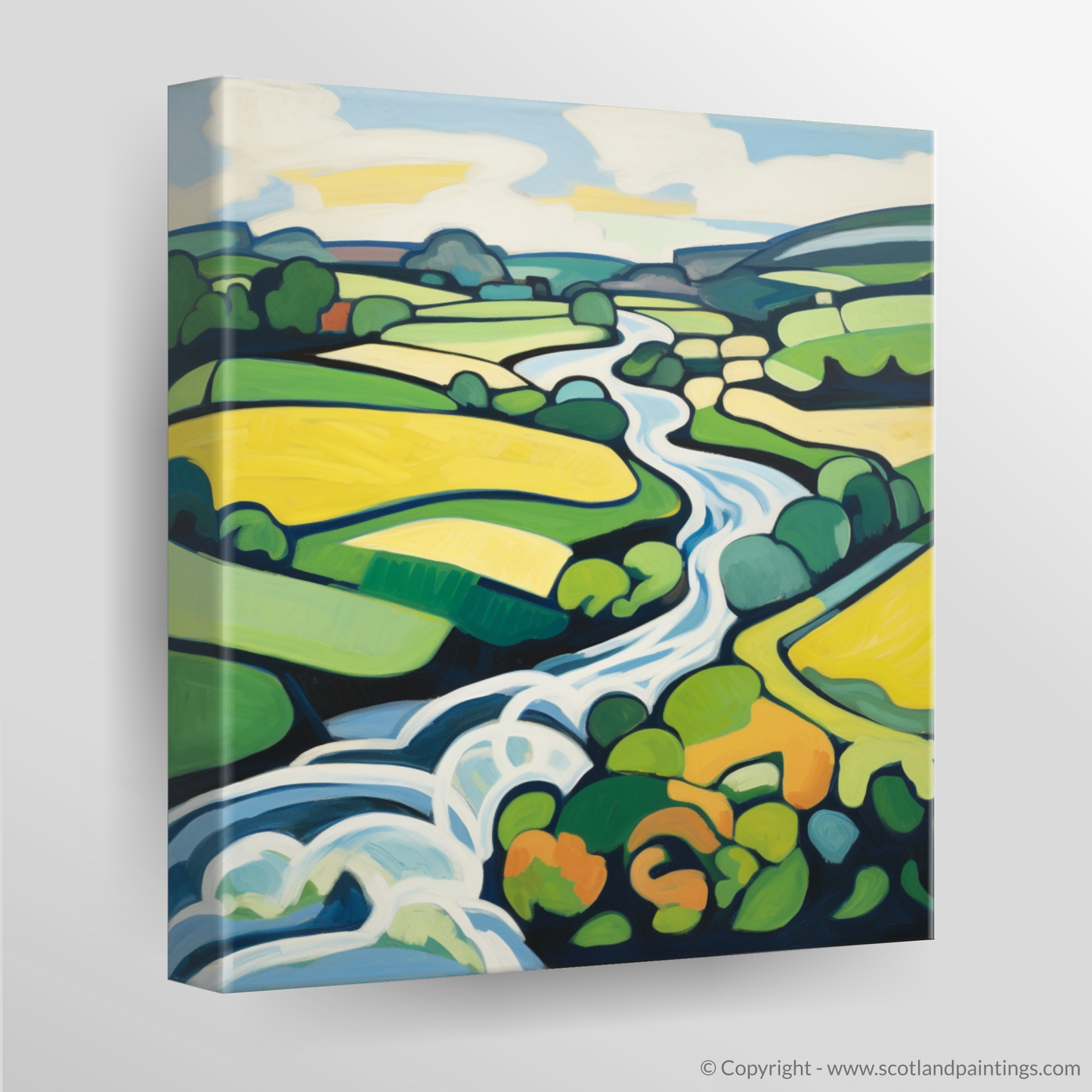 Painting and Art Print of River Tweed, Scottish Borders in summer. Summer Symphony on the River Tweed.