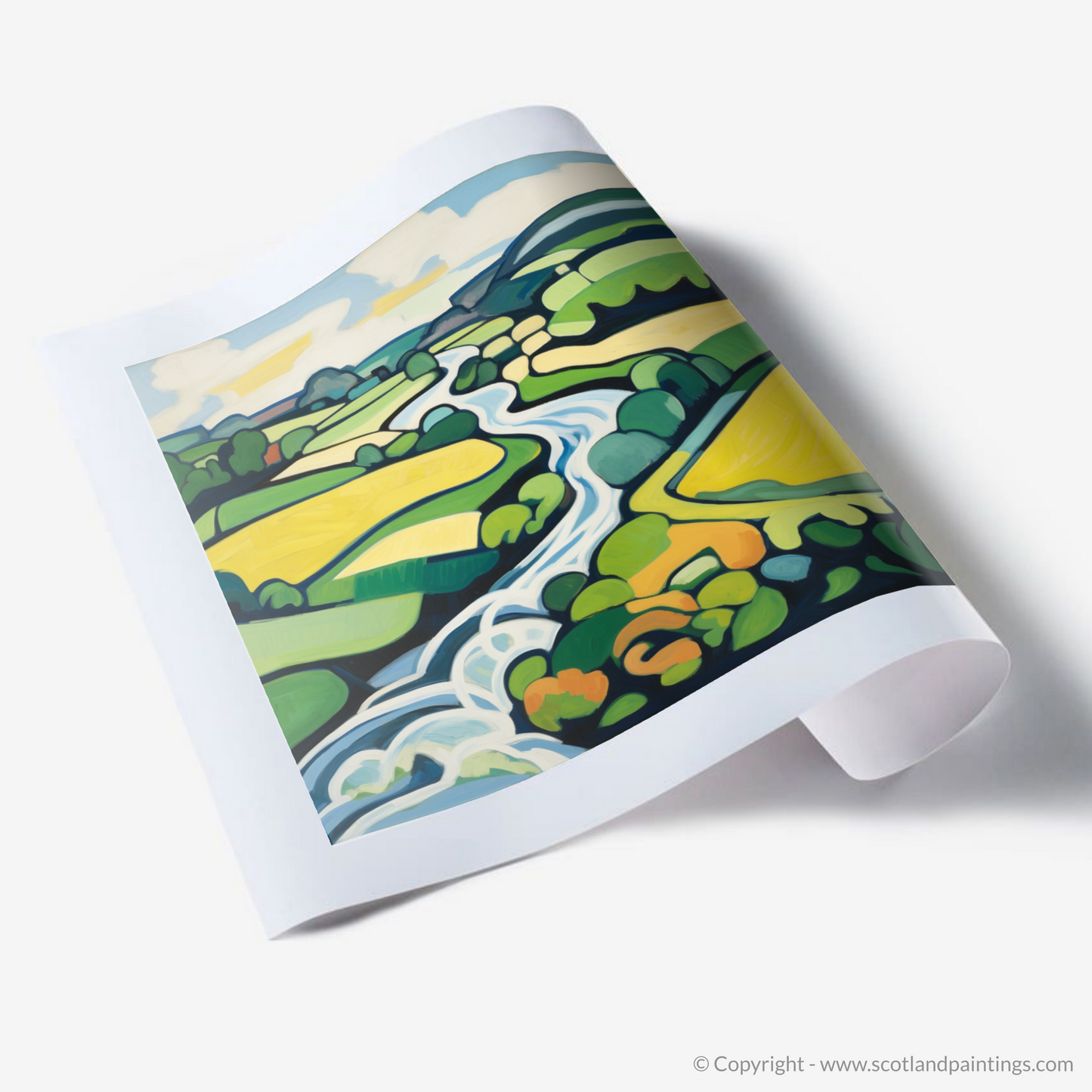 Painting and Art Print of River Tweed, Scottish Borders in summer. Summer Symphony on the River Tweed.