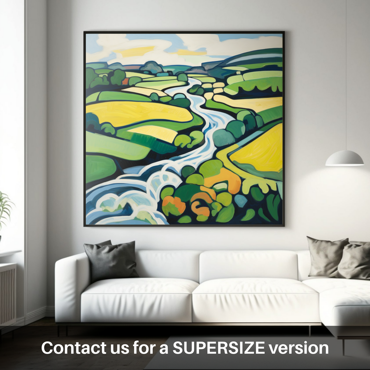 Painting and Art Print of River Tweed, Scottish Borders in summer. Summer Symphony on the River Tweed.