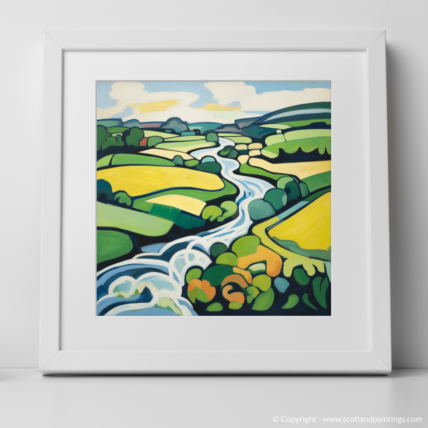 Painting and Art Print of River Tweed, Scottish Borders in summer. Summer Symphony on the River Tweed.