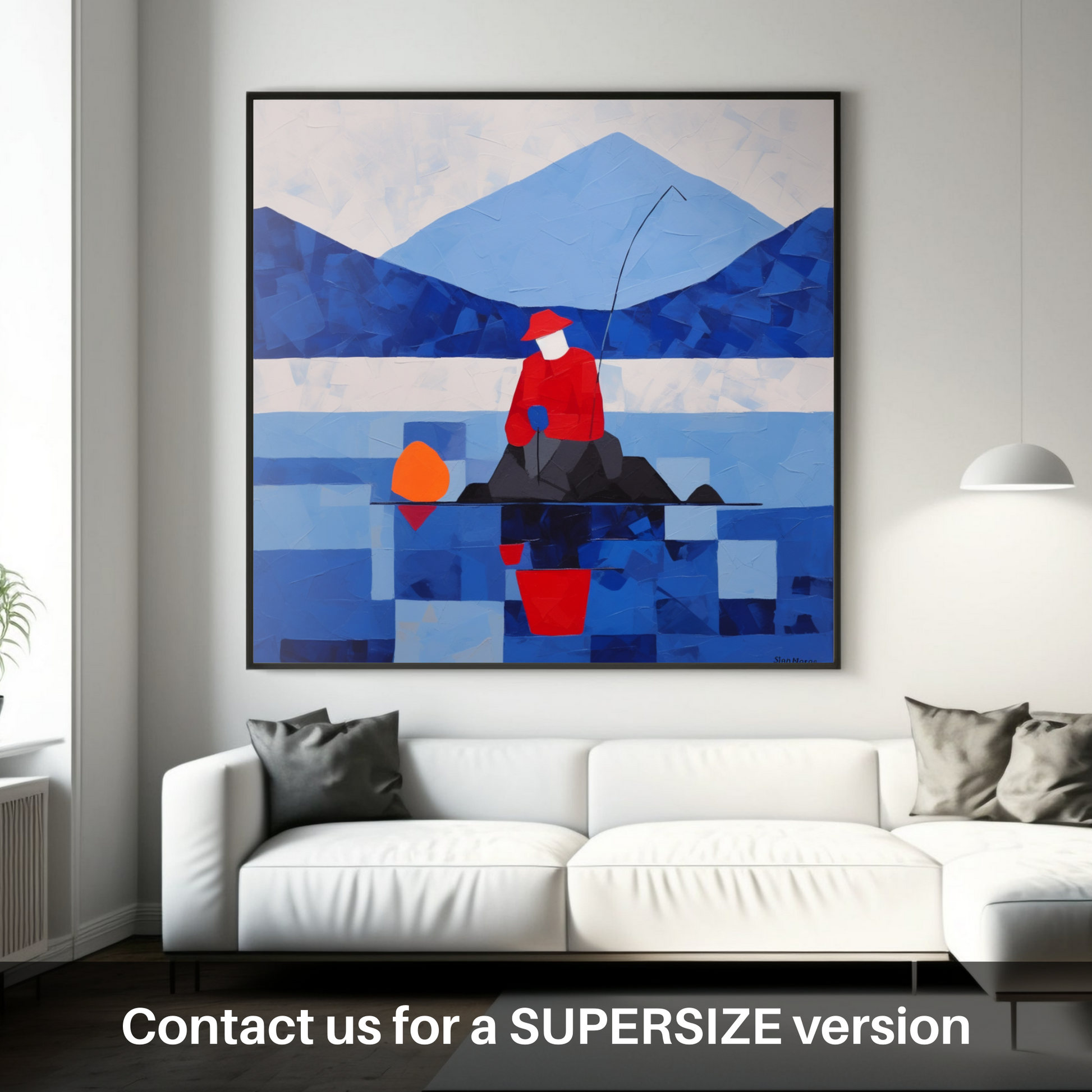 Huge supersize print of A man fishing in Loch Lomond