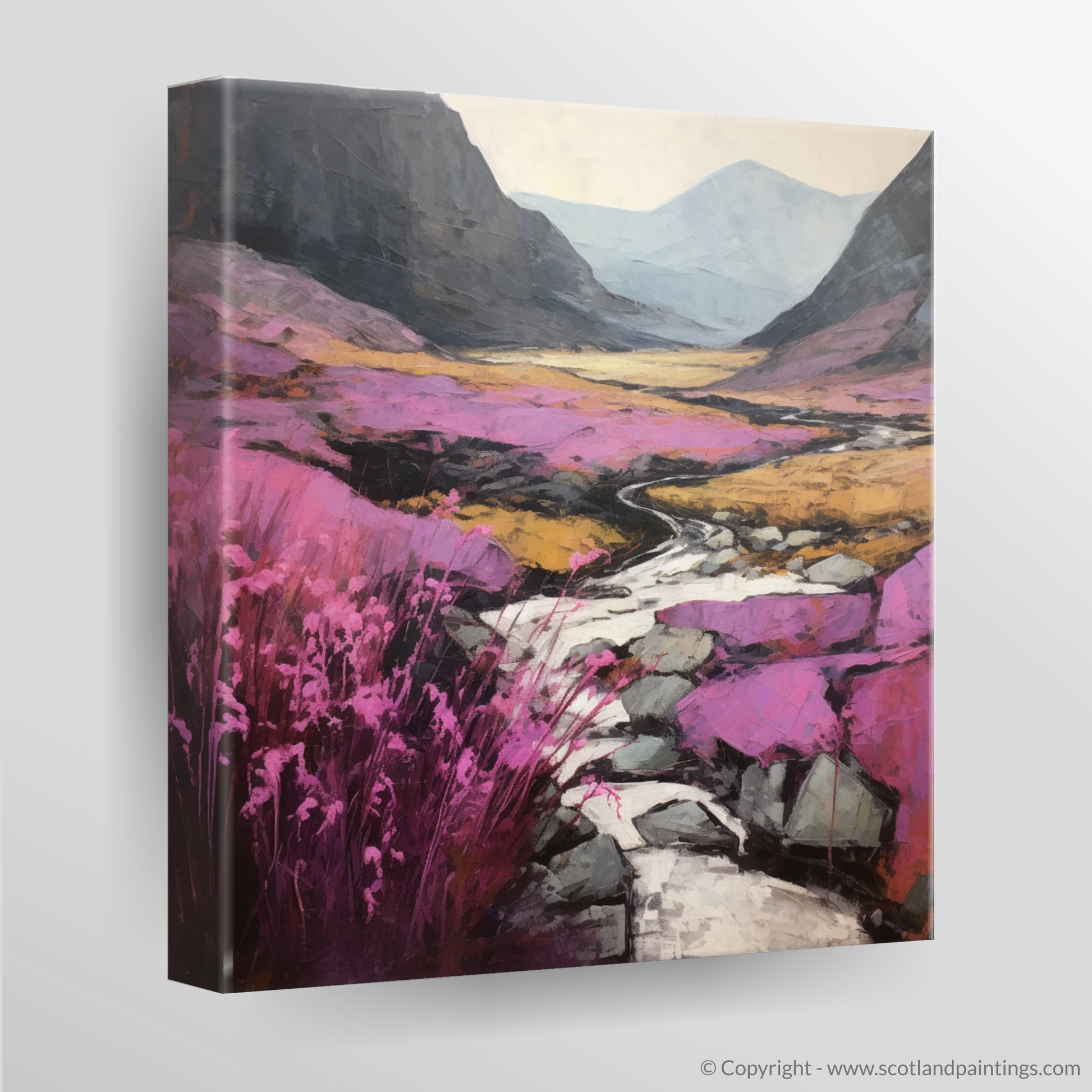 Canvas Print of Heather blooms by River Coe in Glencoe