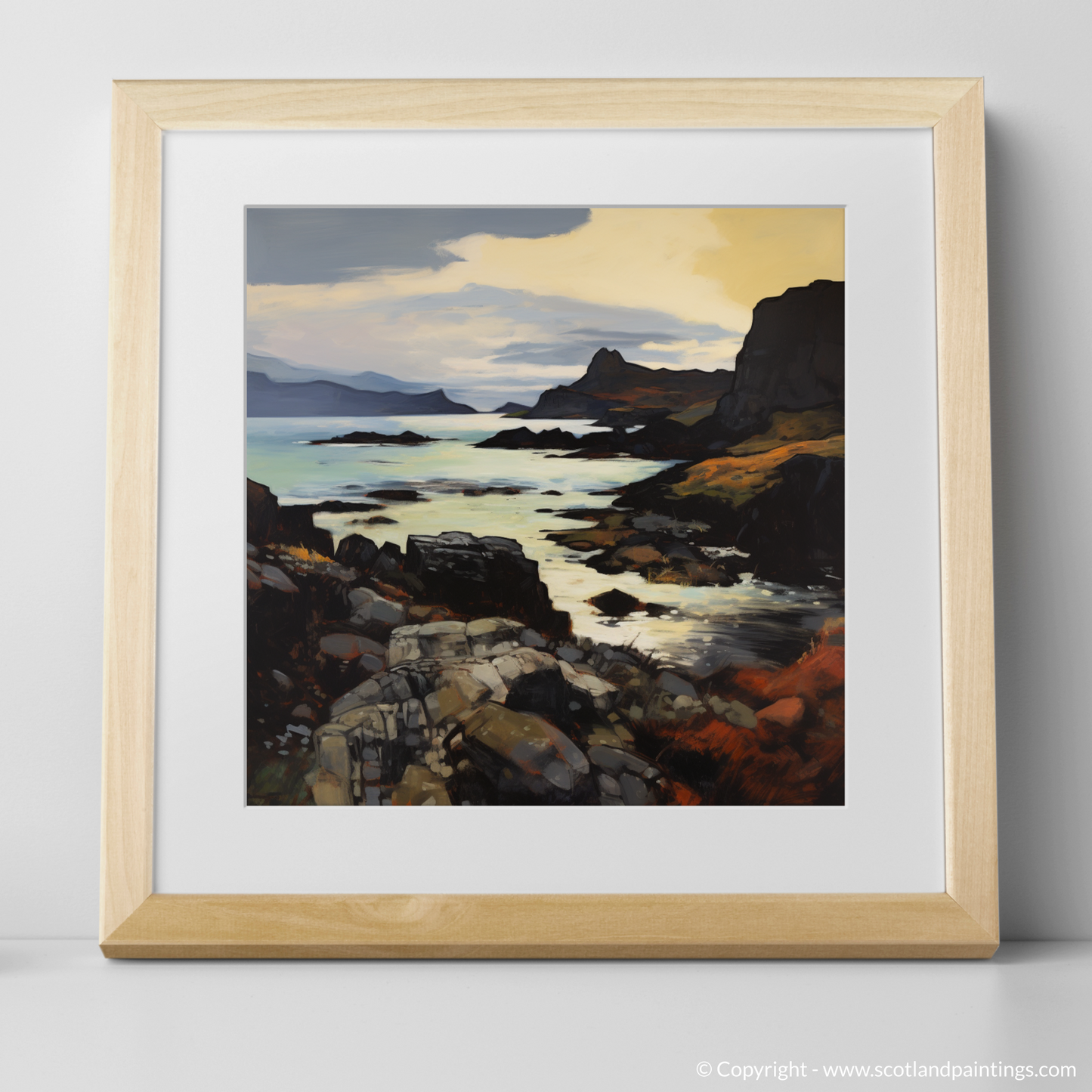 Art Print of Isle of Canna, Inner Hebrides with a natural frame