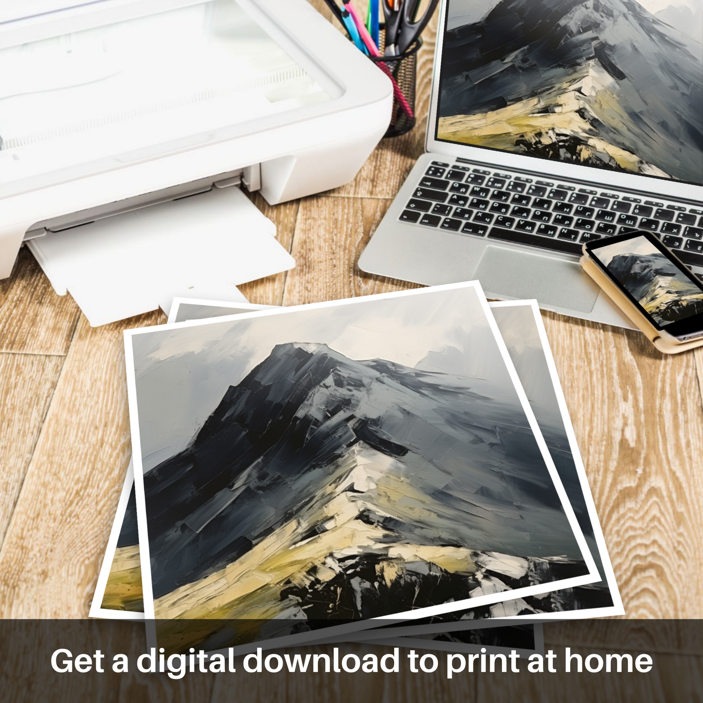 Painting and Art Print of Beinn Ìme. Beinn Ìme: An Expressionist Ode to the Scottish Highlands.