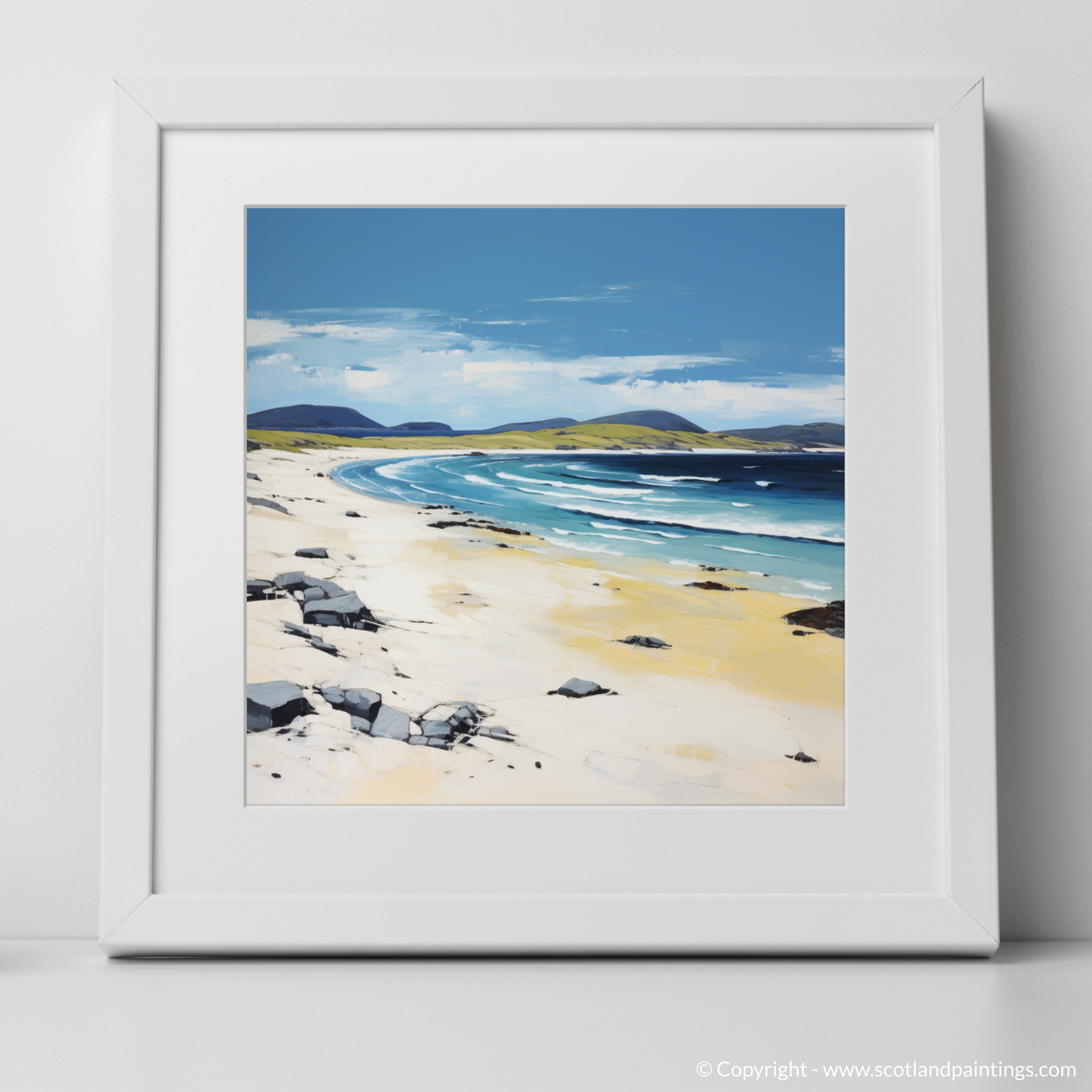 Art Print of Scarista Beach, Isle of Harris in summer with a white frame