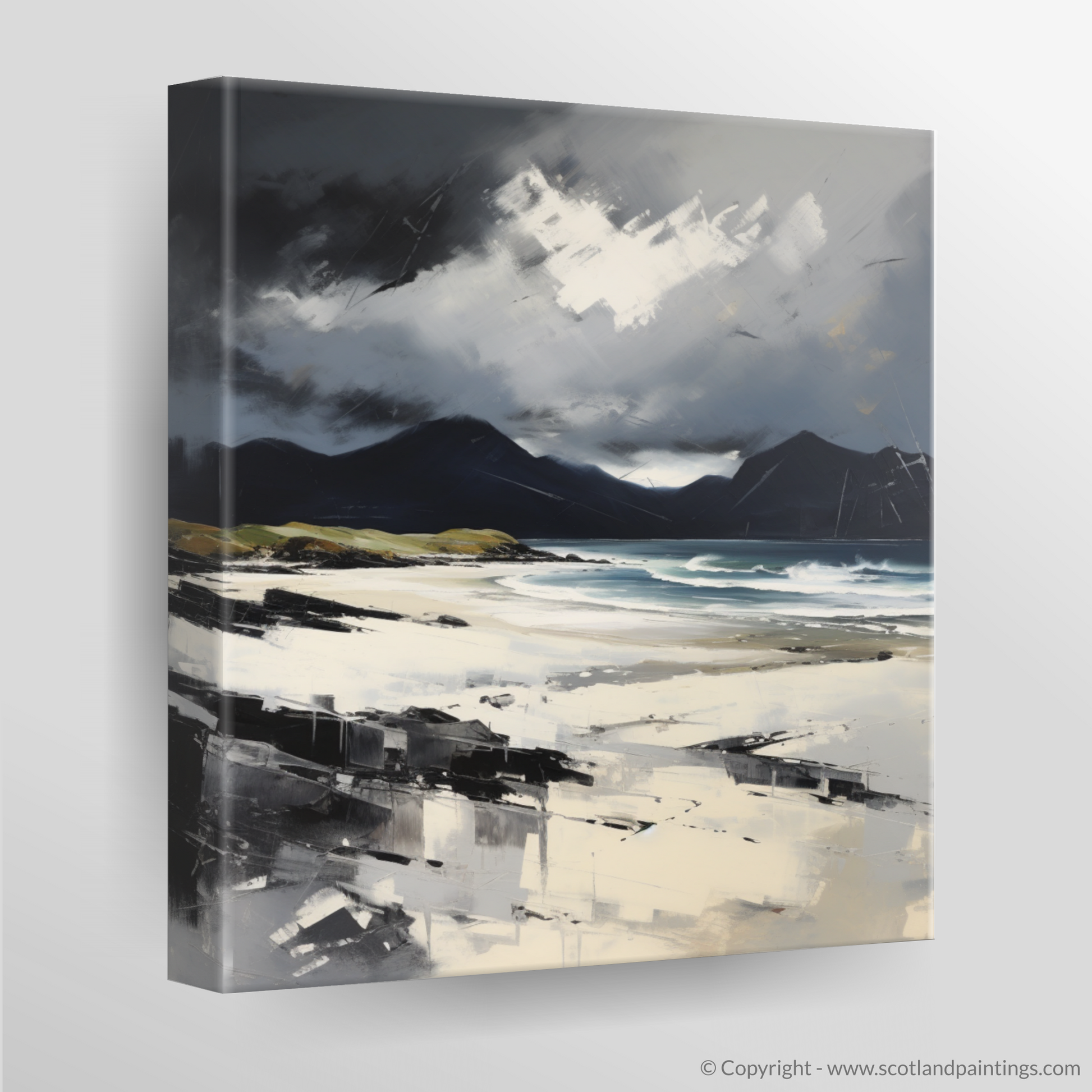 Canvas Print of Mellon Udrigle Beach with a stormy sky