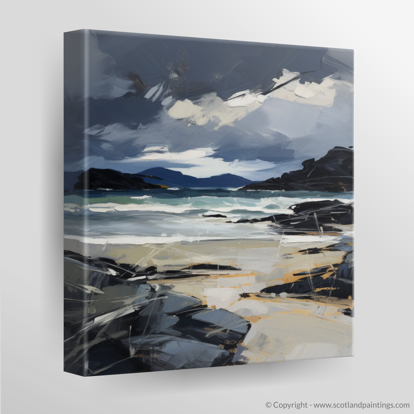 Canvas Print of Mellon Udrigle Beach with a stormy sky