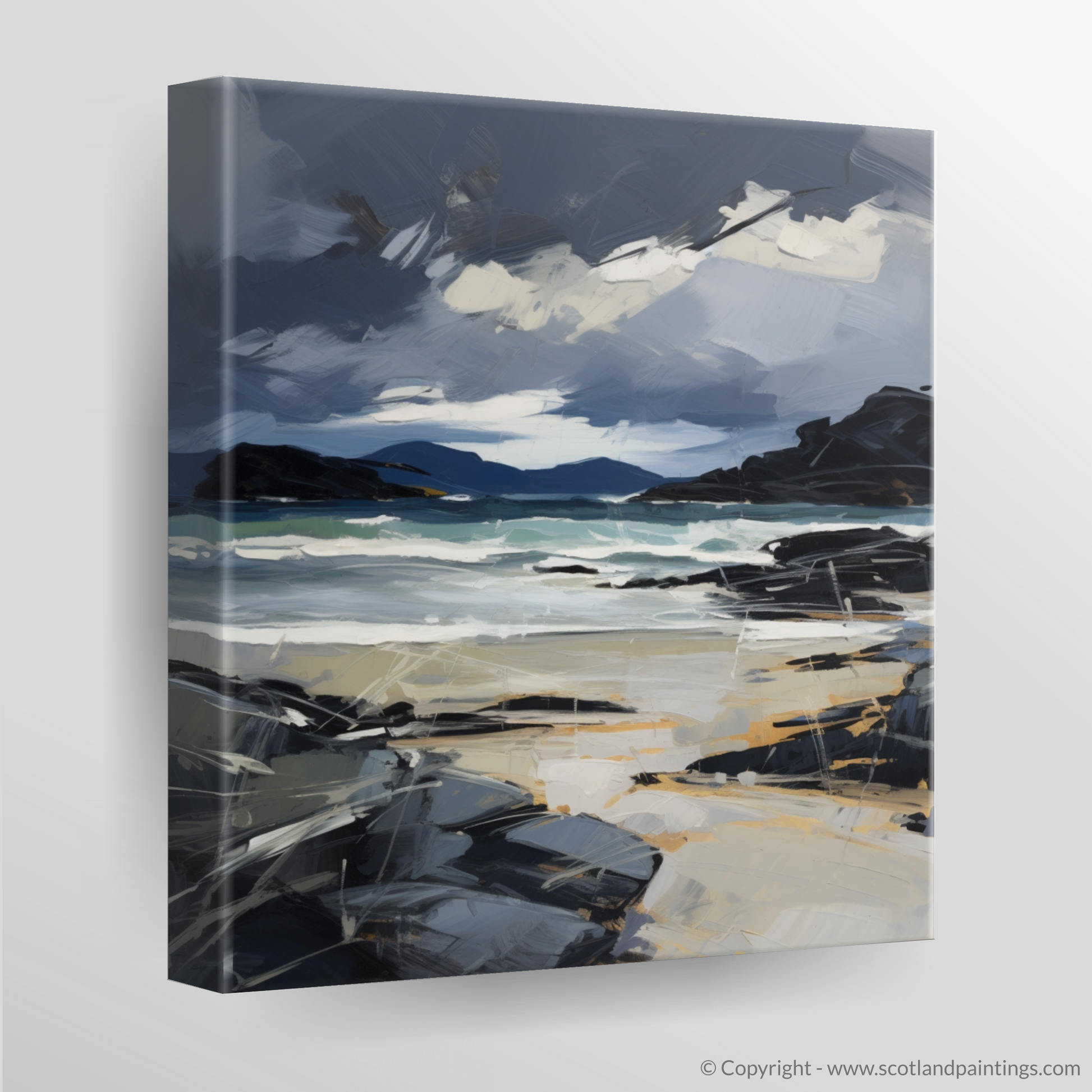 Canvas Print of Mellon Udrigle Beach with a stormy sky