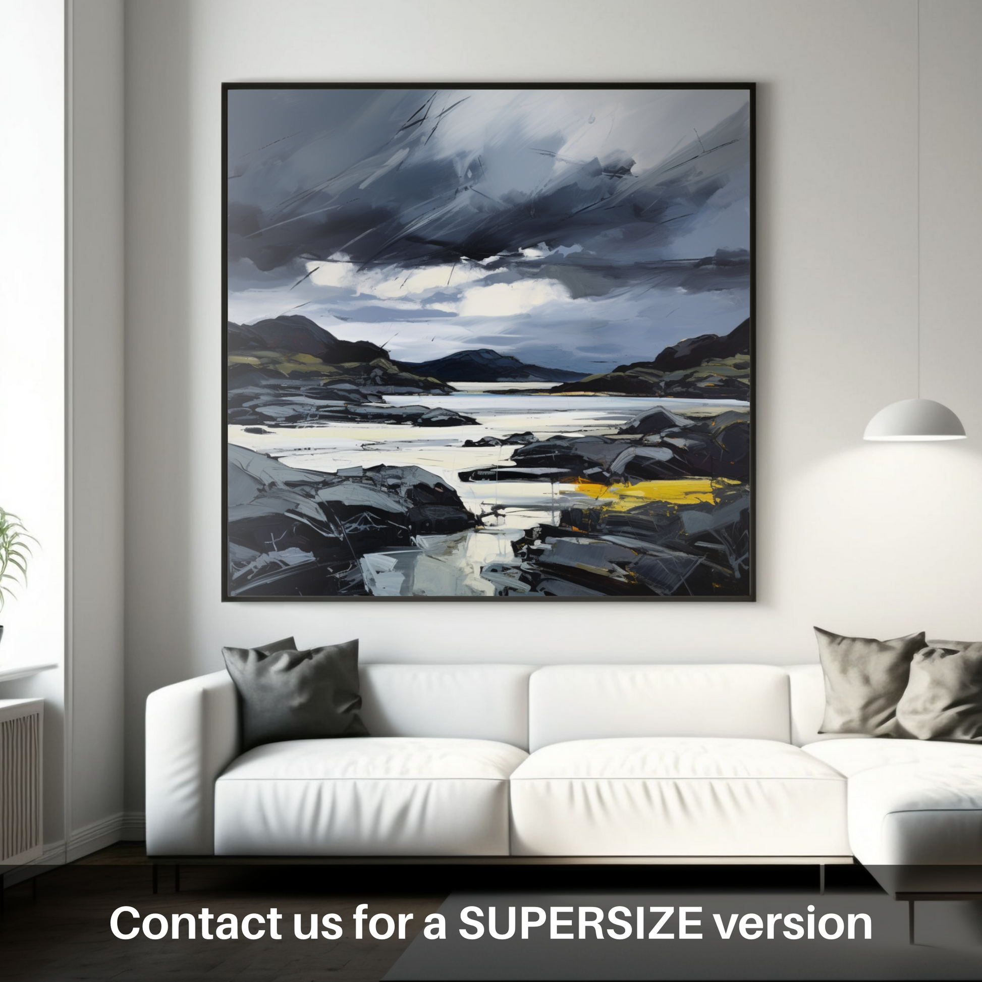 Huge supersize print of Lochinver Bay with a stormy sky