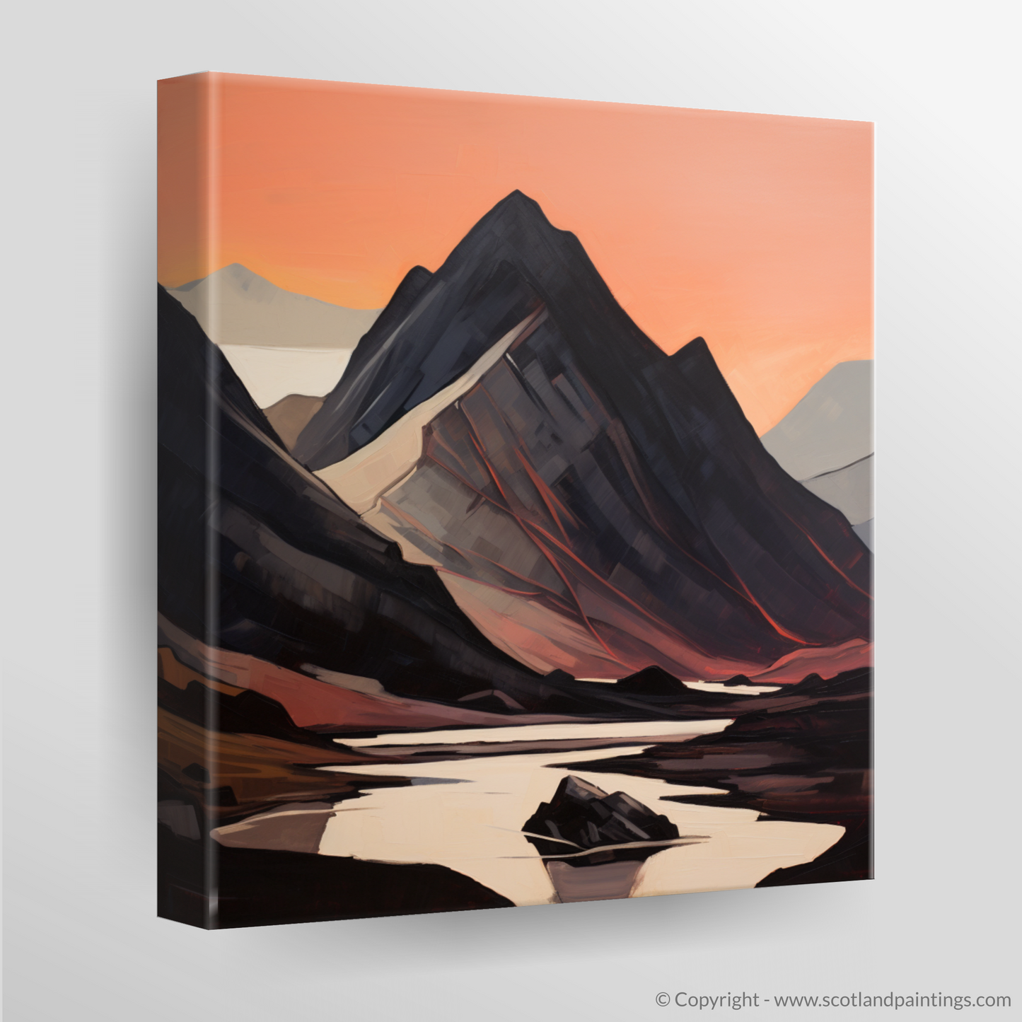 Canvas Print of Silhouetted peaks in Glencoe