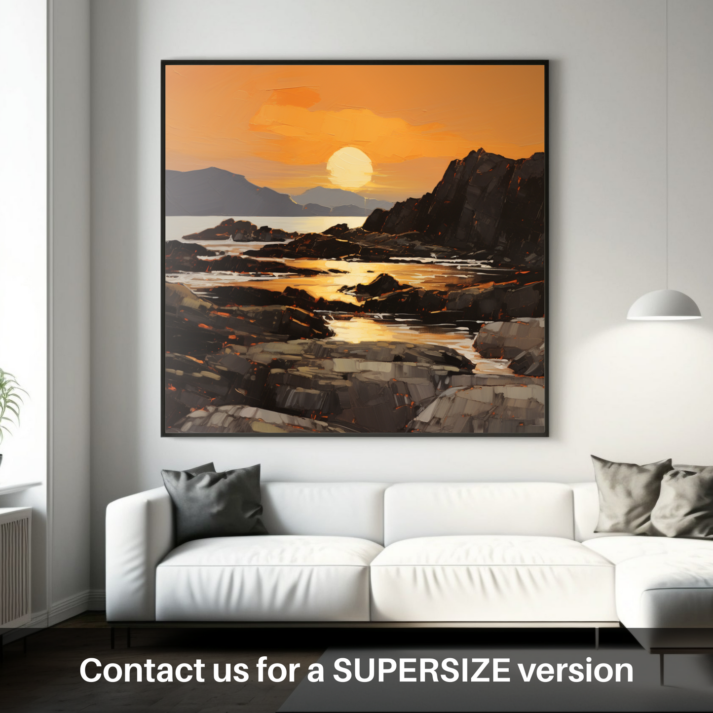 Painting and Art Print of Easdale Sound at golden hour. Golden Hour Embrace at Easdale Sound.