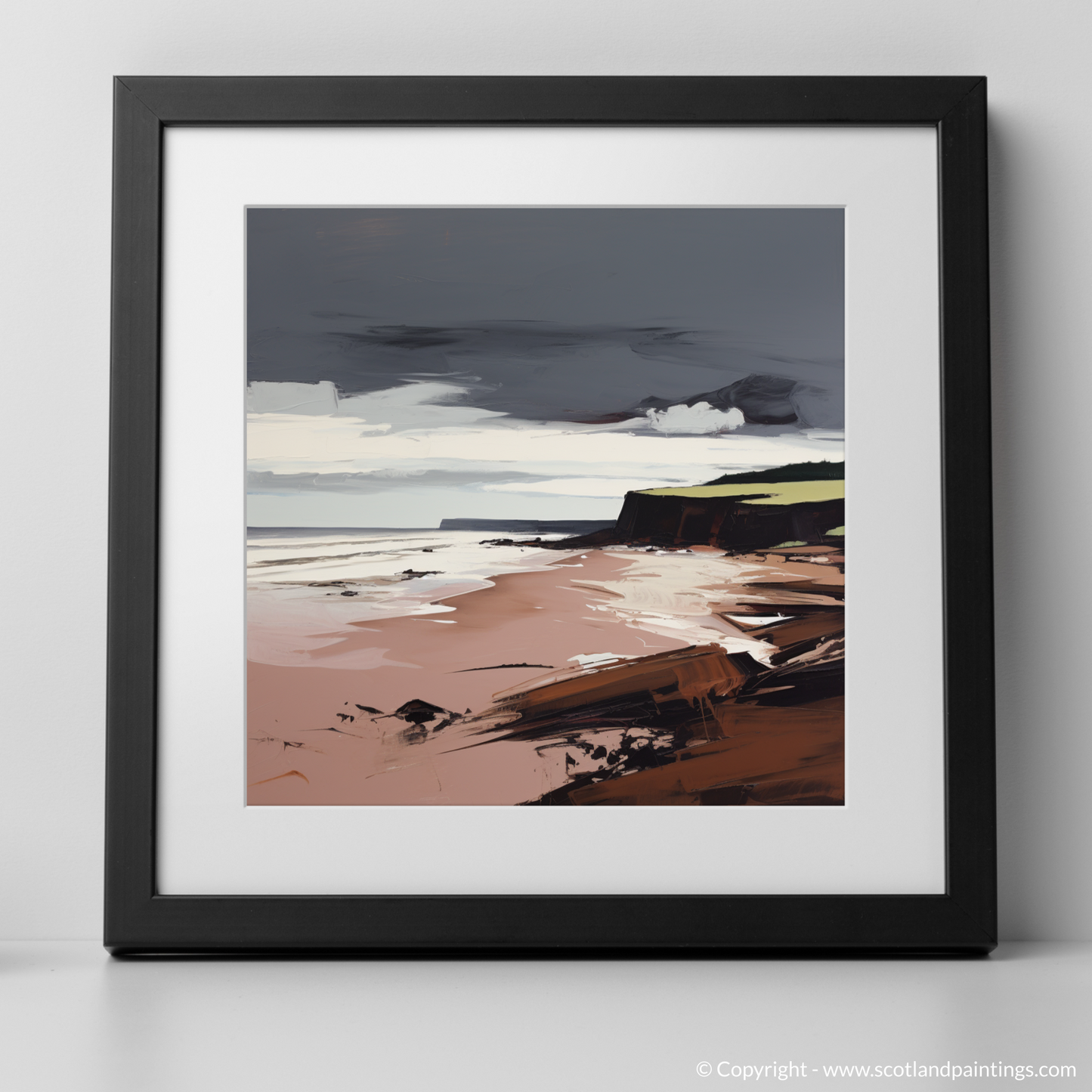 Art Print of Lunan Bay, Angus in summer with a black frame