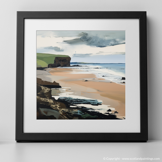 Art Print of Lunan Bay, Angus in summer with a black frame